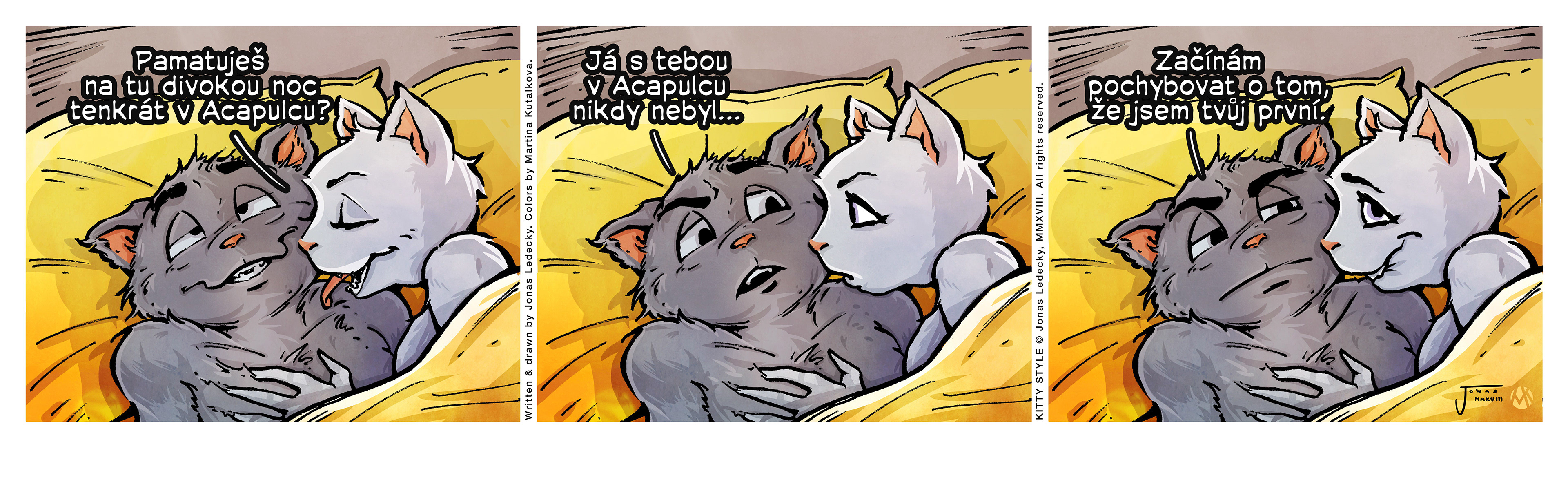 "Remember that crazy night in Acapulco?" | "I've never been to Acapulco with you..." | "I'm starting to doubt that I'm your first."