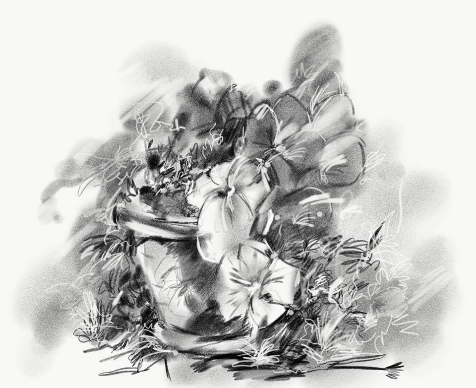 В саду. iPad.