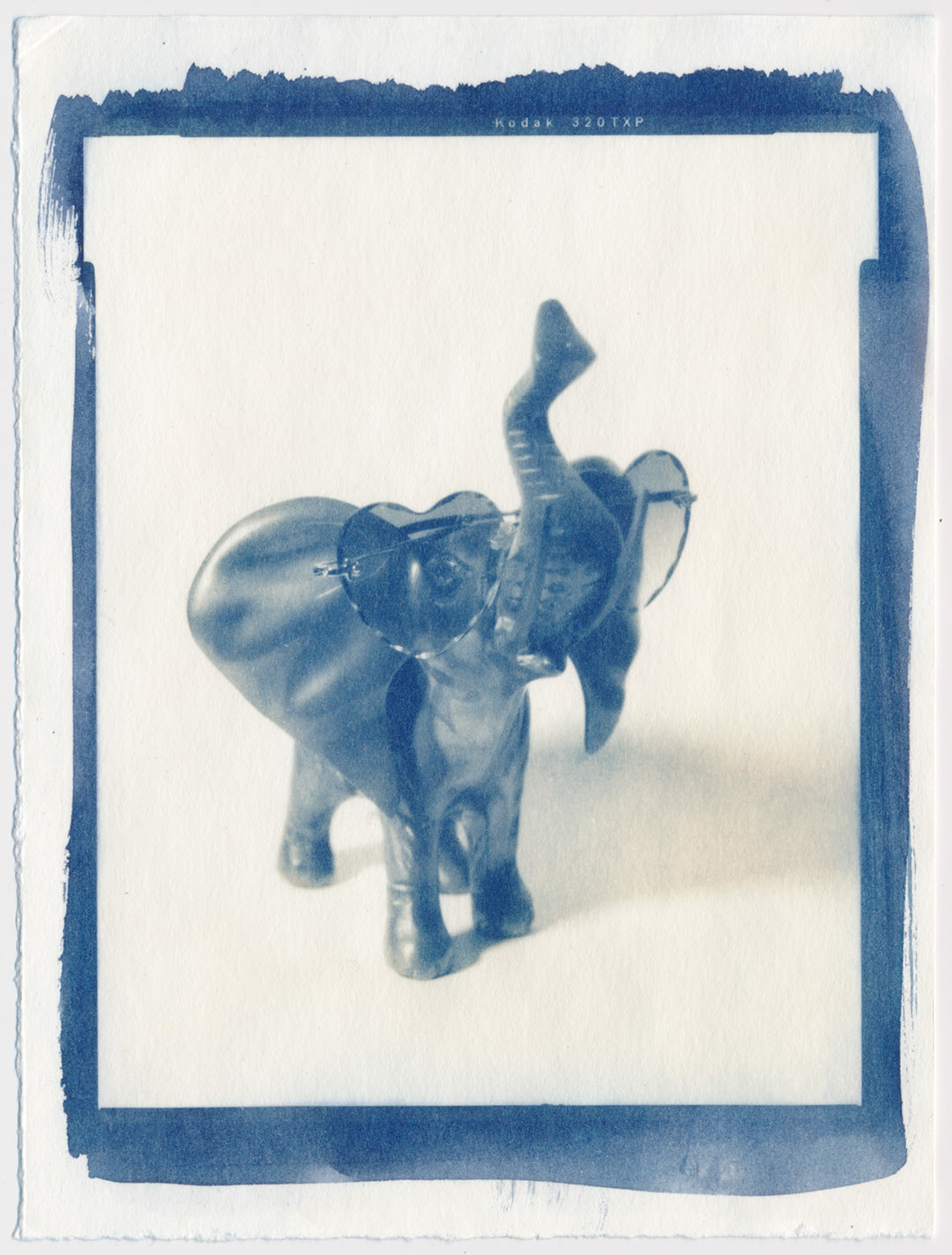 Lauren Miller, "Heart Shaped Sunglasses", 2025, Split tone cyanotype