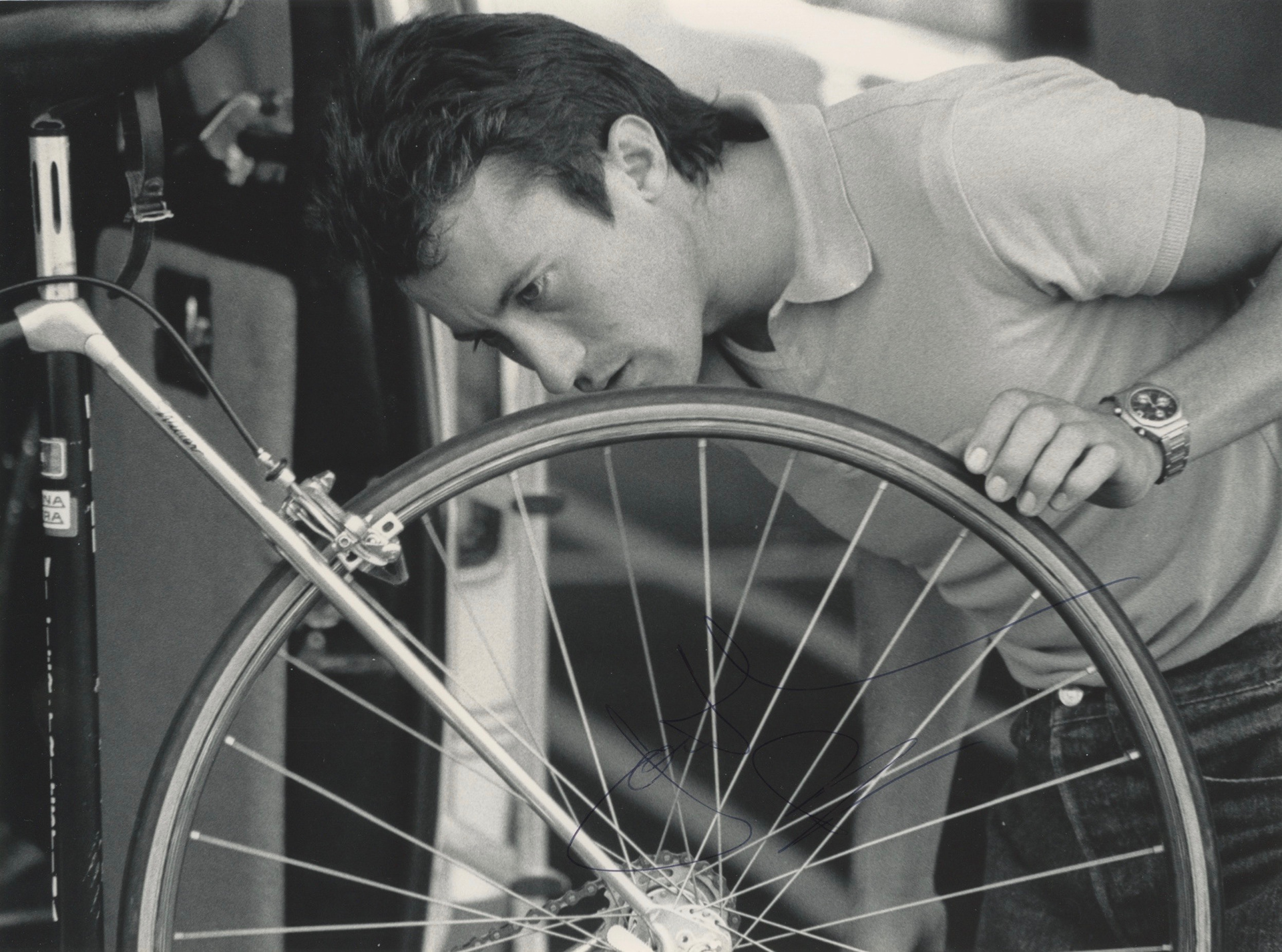 Johnathan Boyer Inspects His Bike Before The World Championship In 1986
