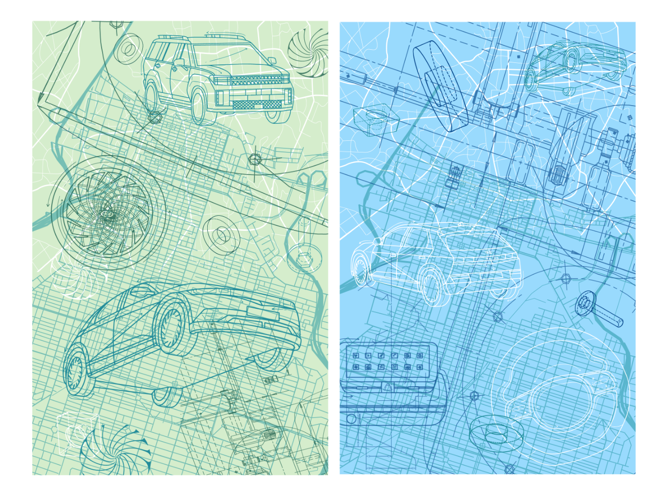 Seoul, South Korea and Savannah Grid Patterns