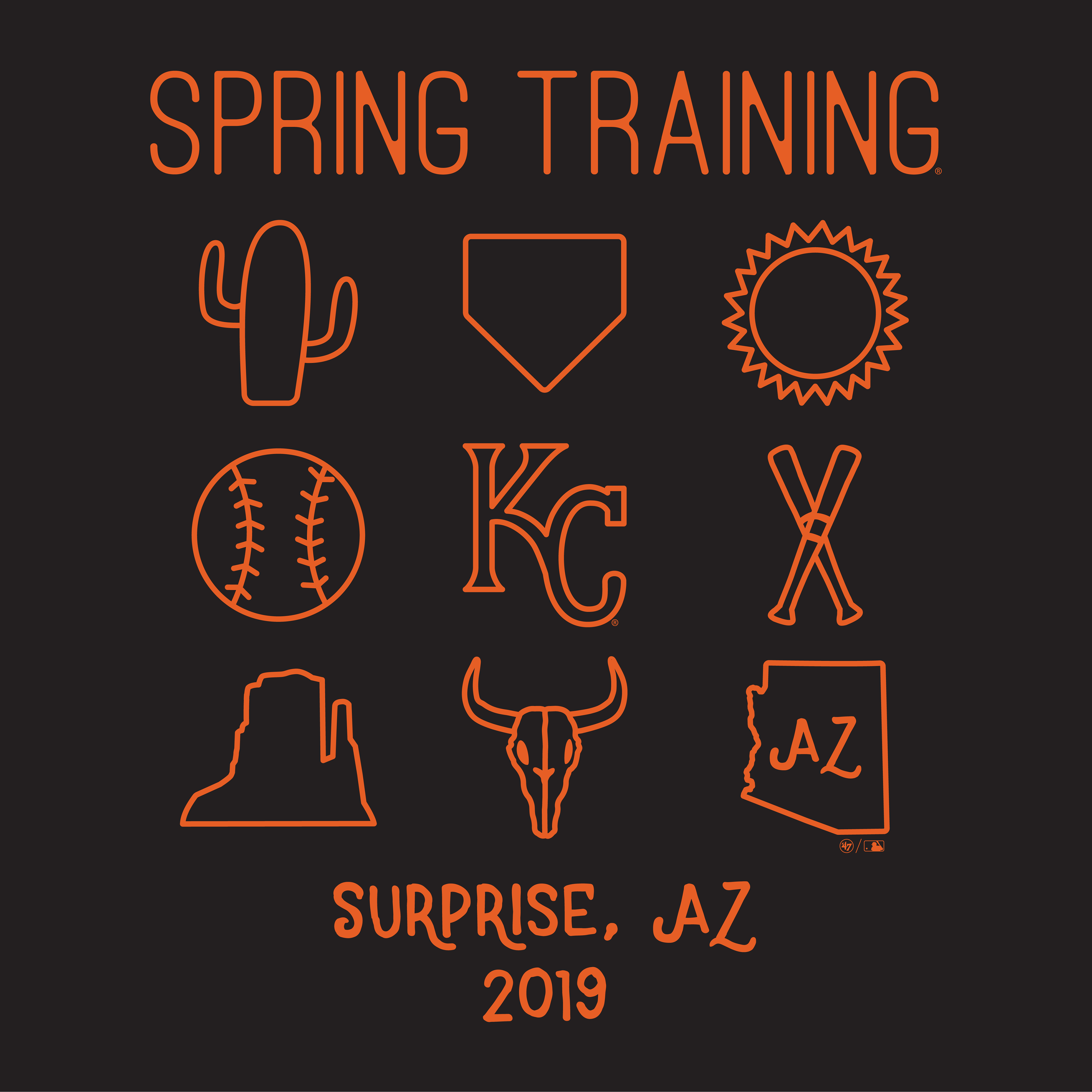 Kansas City Royals MLB Spring Training 2019 Kid's Tee, custom tee by me, broken out in all MLB teams.