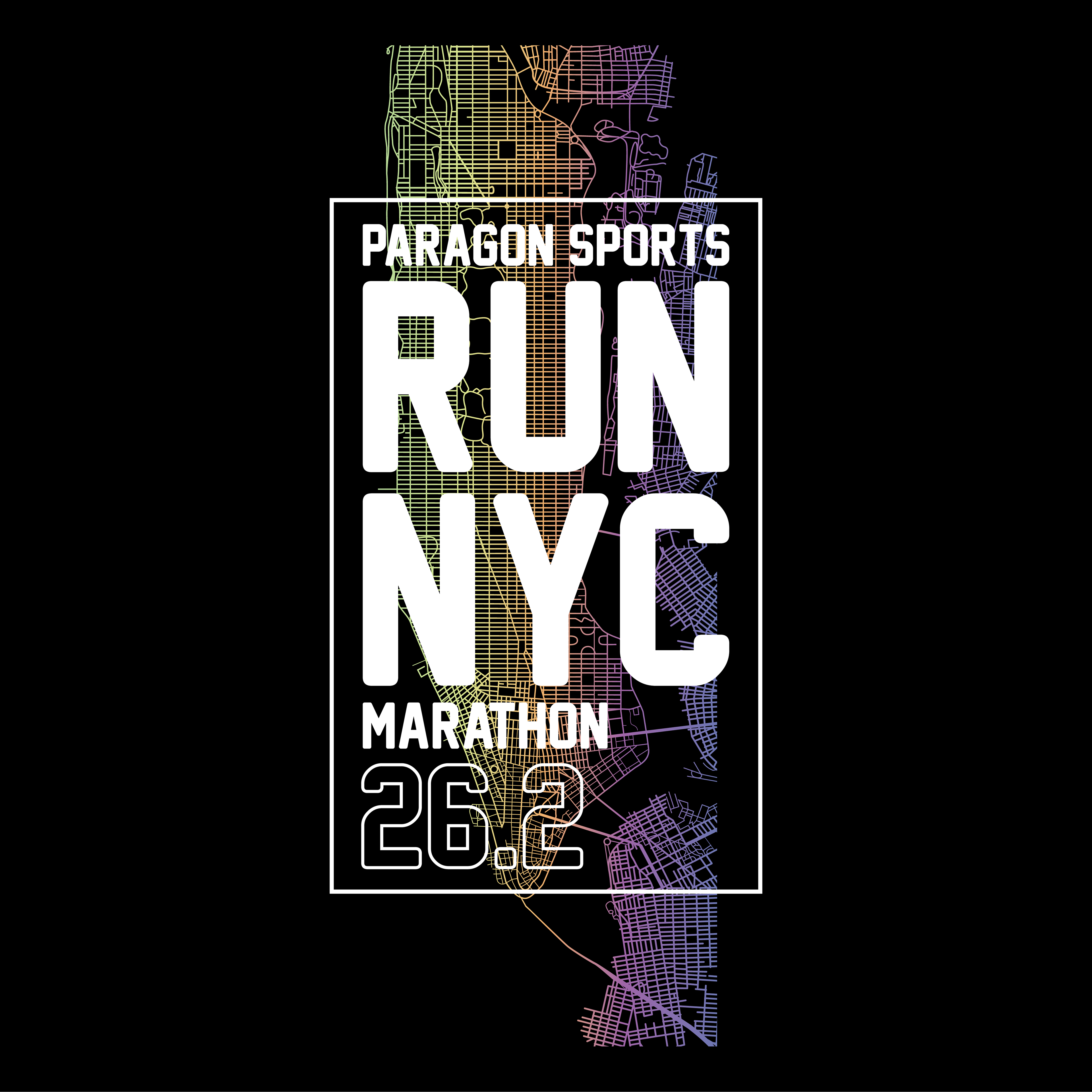 Unused Paragon Sports NYC Marathon Tee, custom design by me.