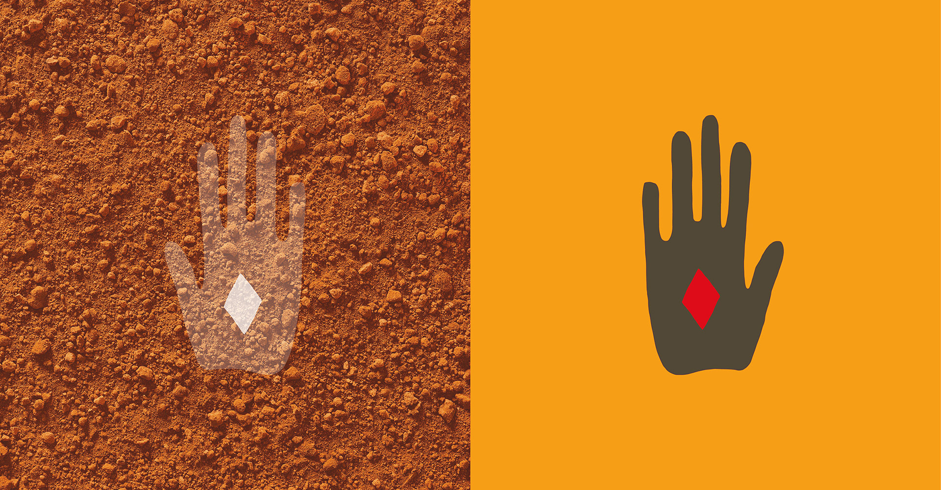 My Diamond Hands. A Rising Sun. Mixed media. 21 x 40 cm