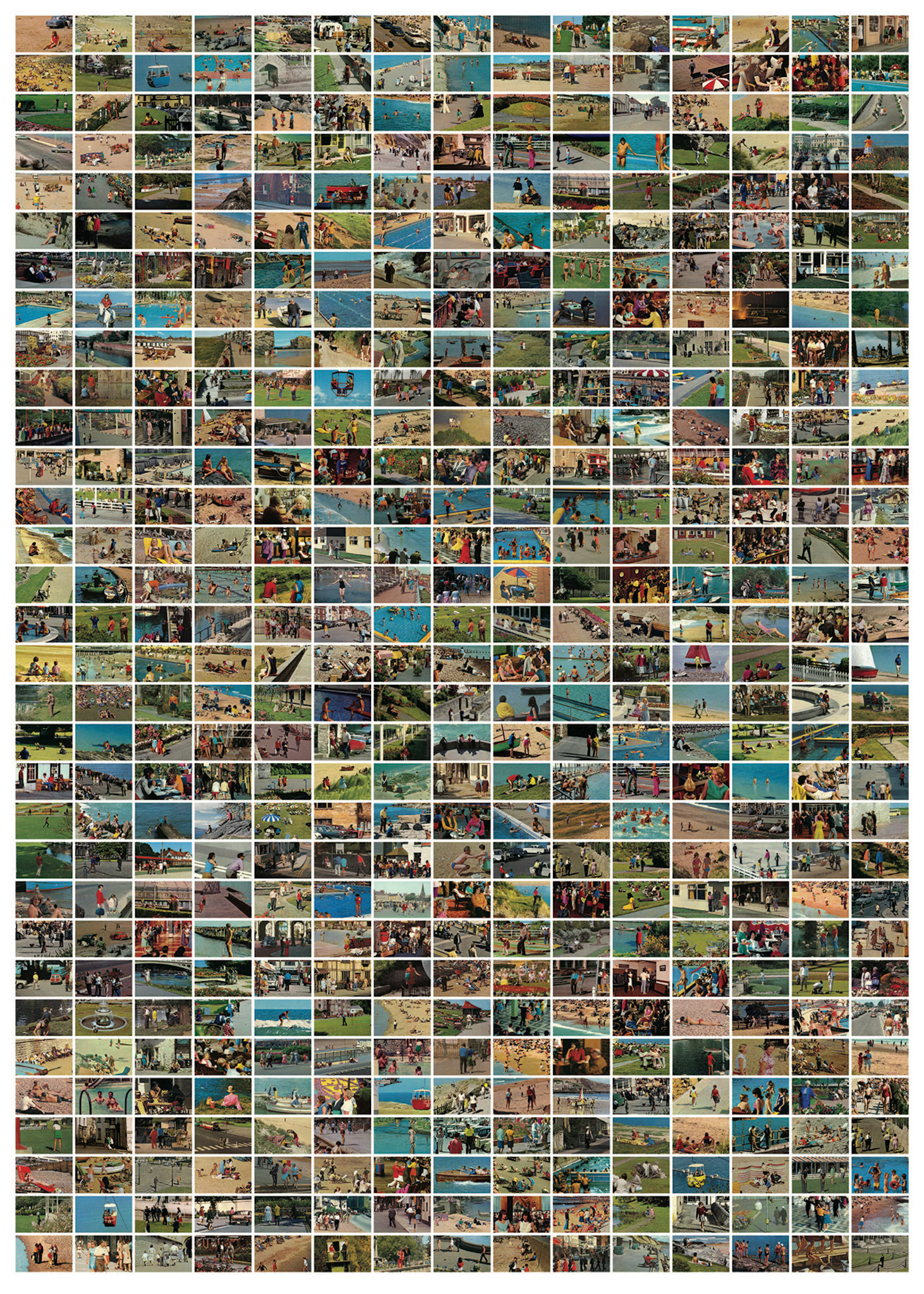 Having A Lovely Time I (480 postcards). Mixed Media on Arches Aquarelle rag. 105 x 75 cm