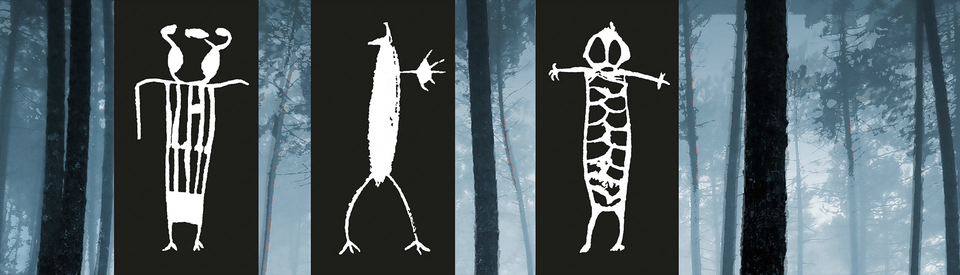 Adahy (Lives in Woods). Acrylic, pigment, mixed media on Arches Aquarelle rag. 44 x 154 cm
