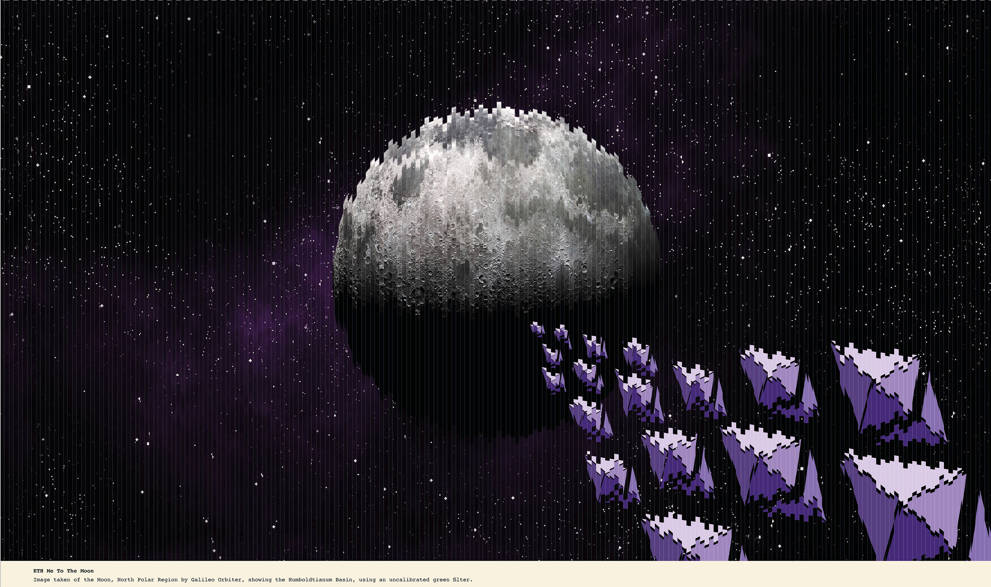 ETH Me to the Moon. Mixed media. 44 x 75 cm