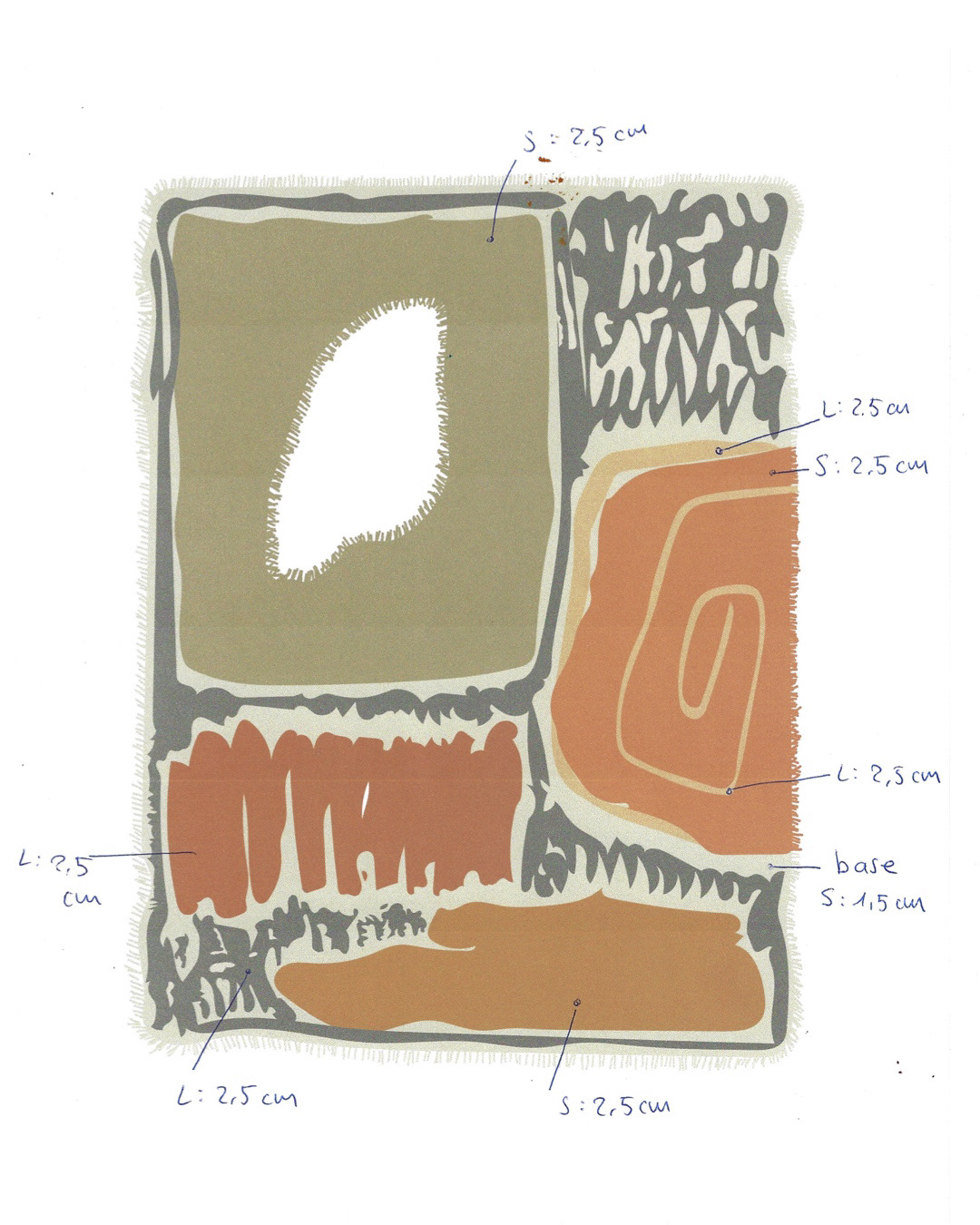Research process: Analysis of shapes, colours, weaving techniques and wool thicknesses