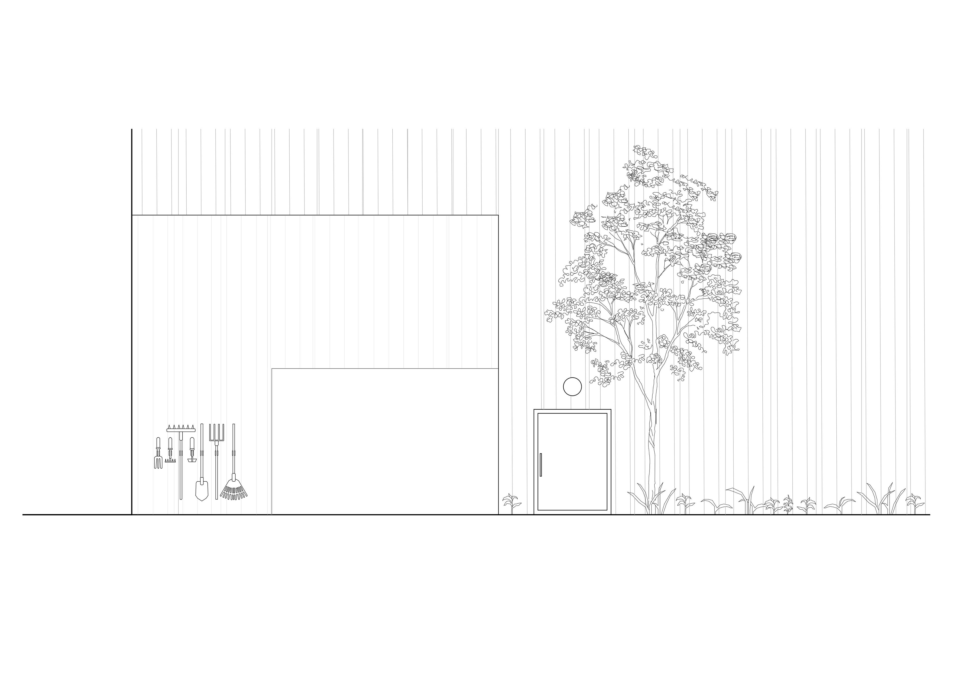 Front elevation on the garden side