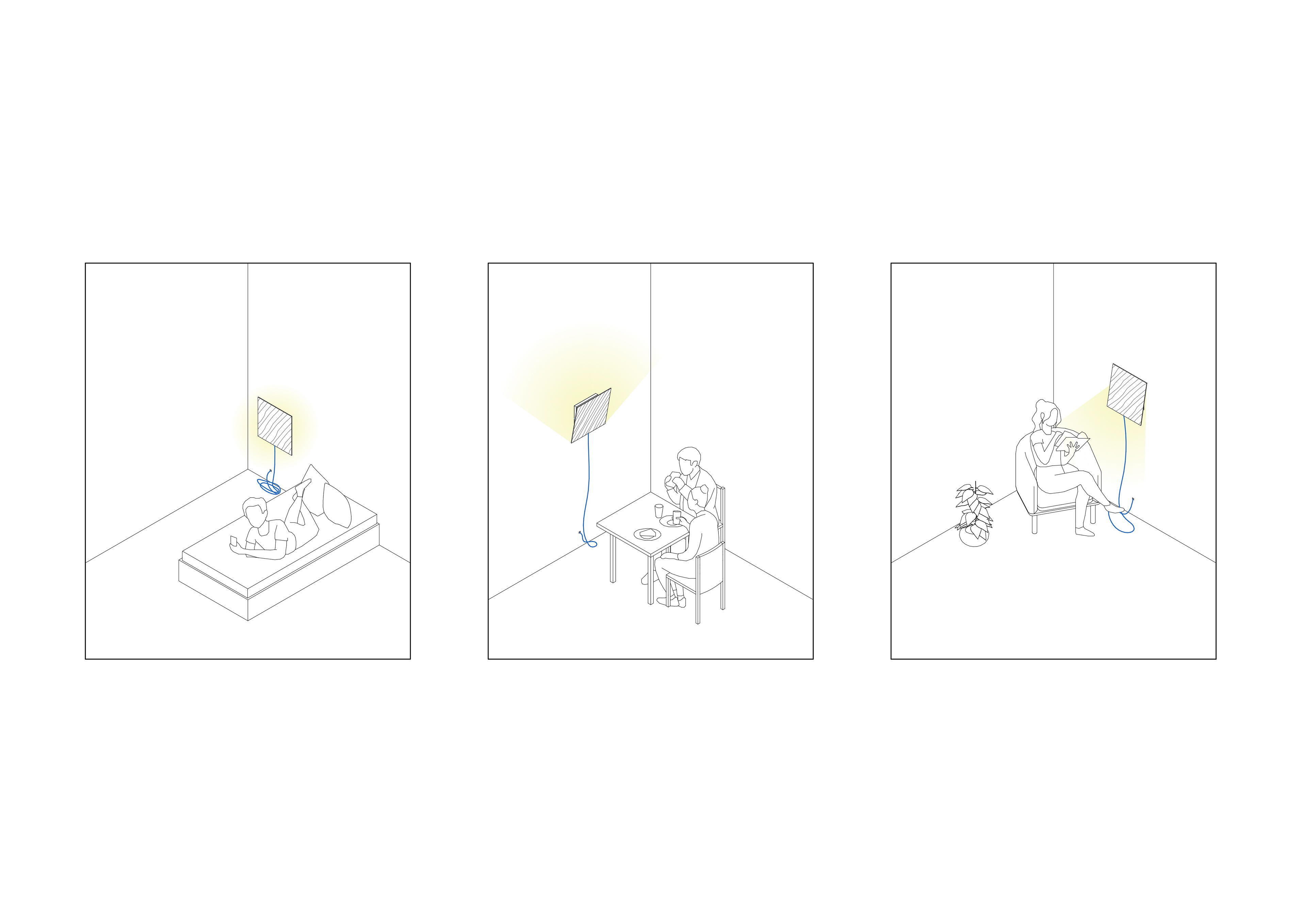 3 lamp positions for 3 different uses