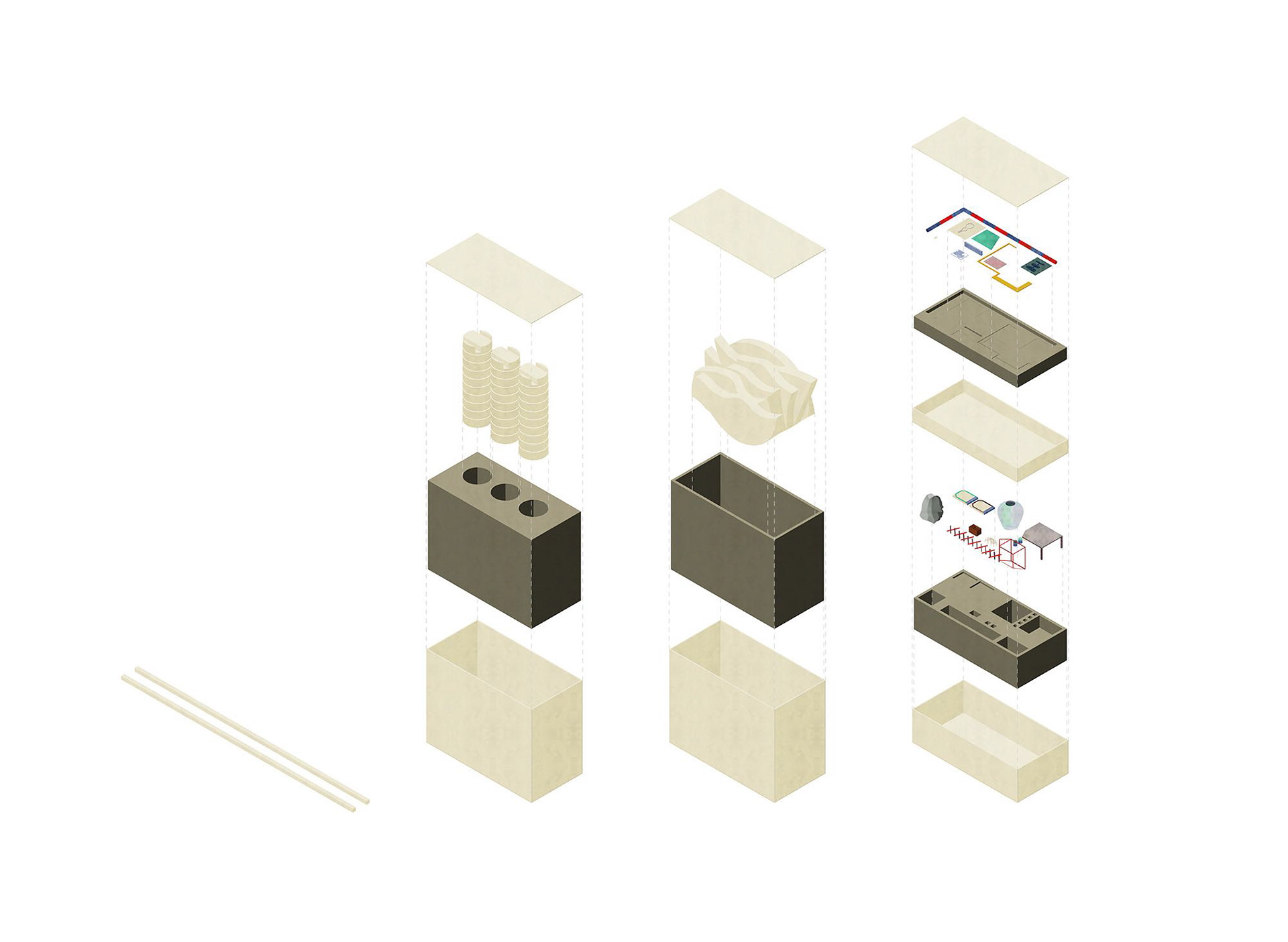 Disassembled installation, easy to store and transport