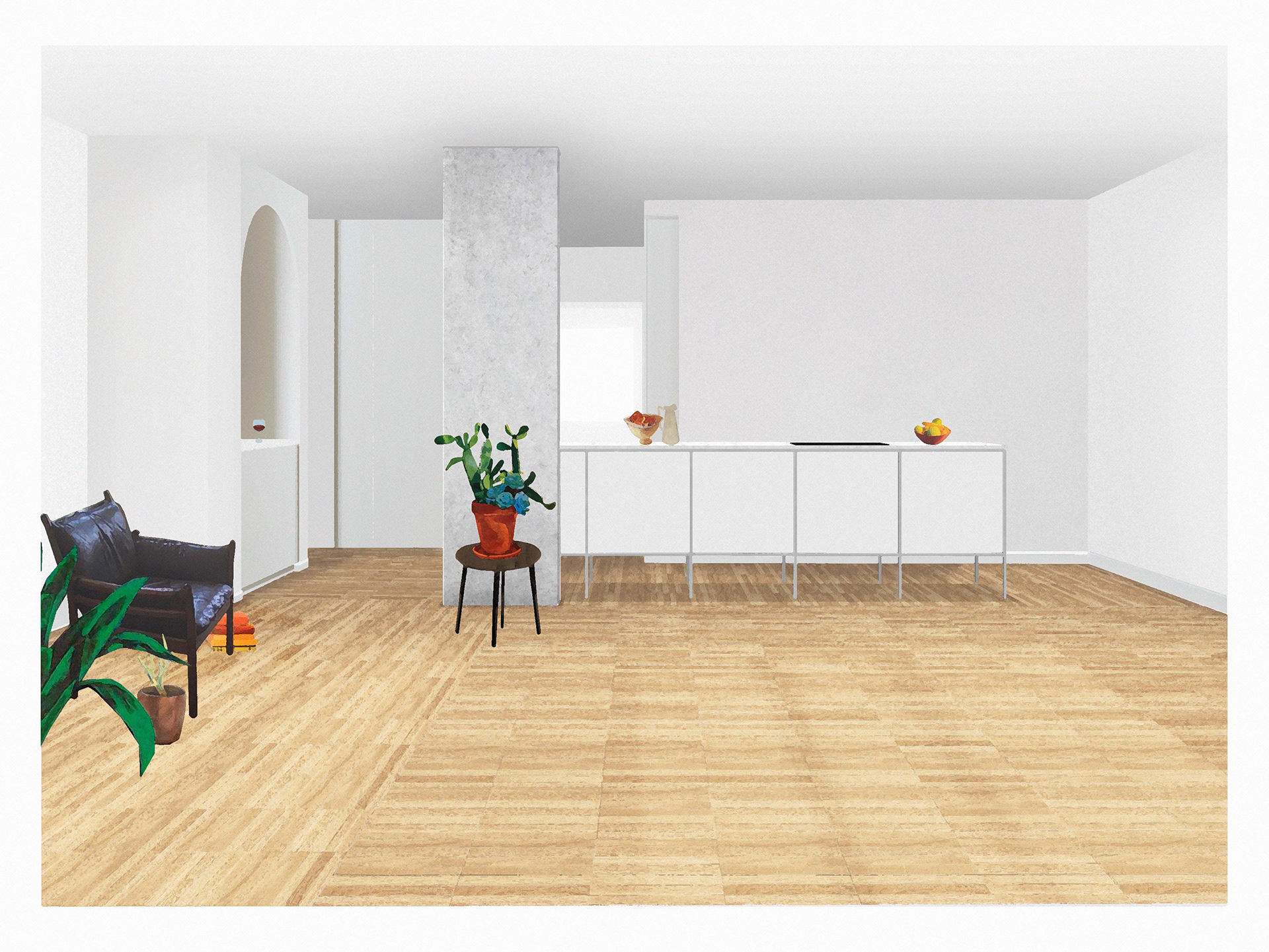 Projection of the new kitchen space