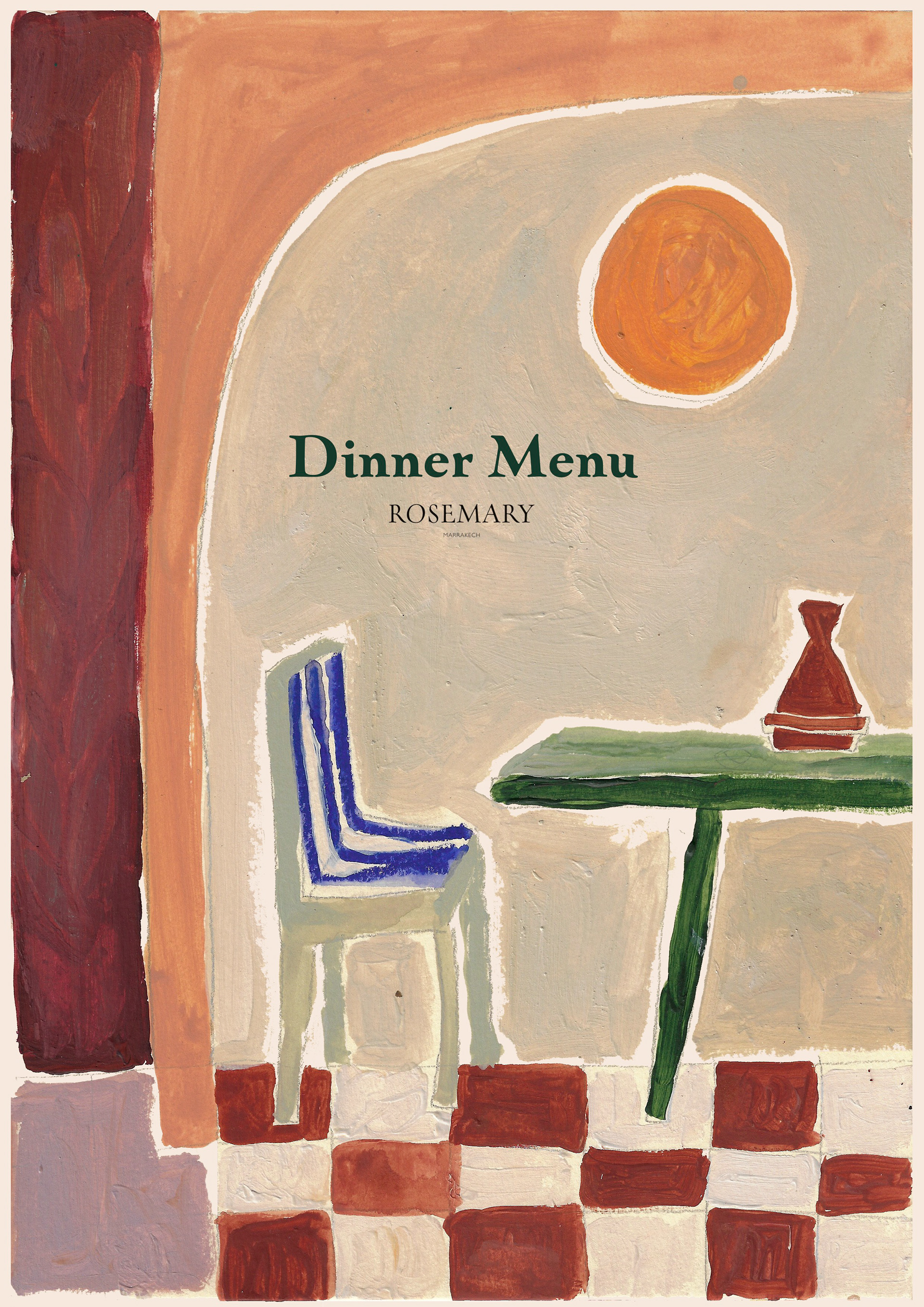 Menus designed for Rosemary’s food and beverage offer