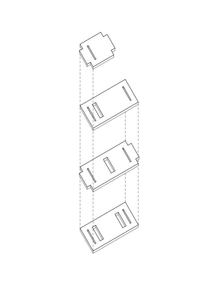 Stacking of the disassembled stool