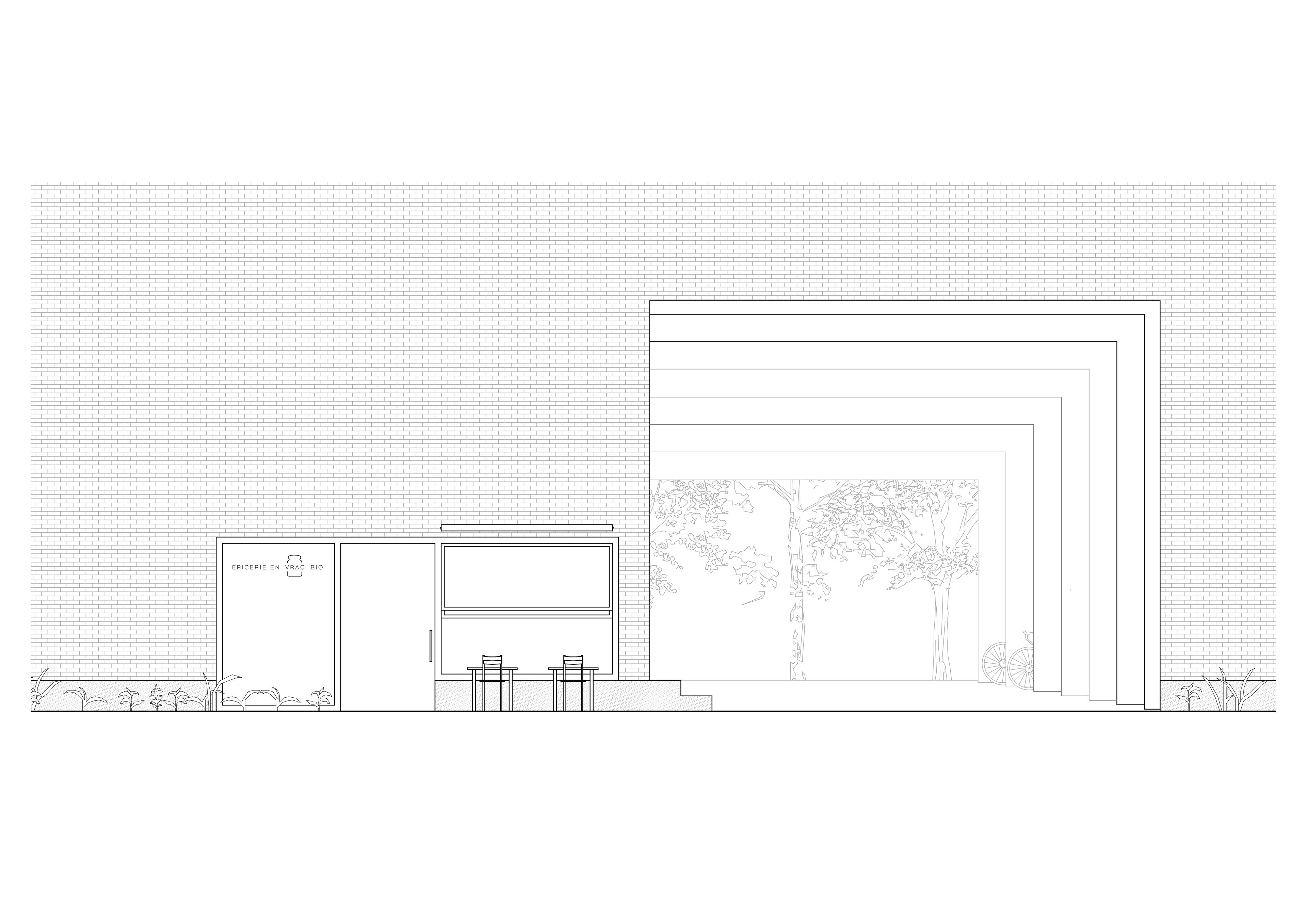 Front elevation on the alleyway side