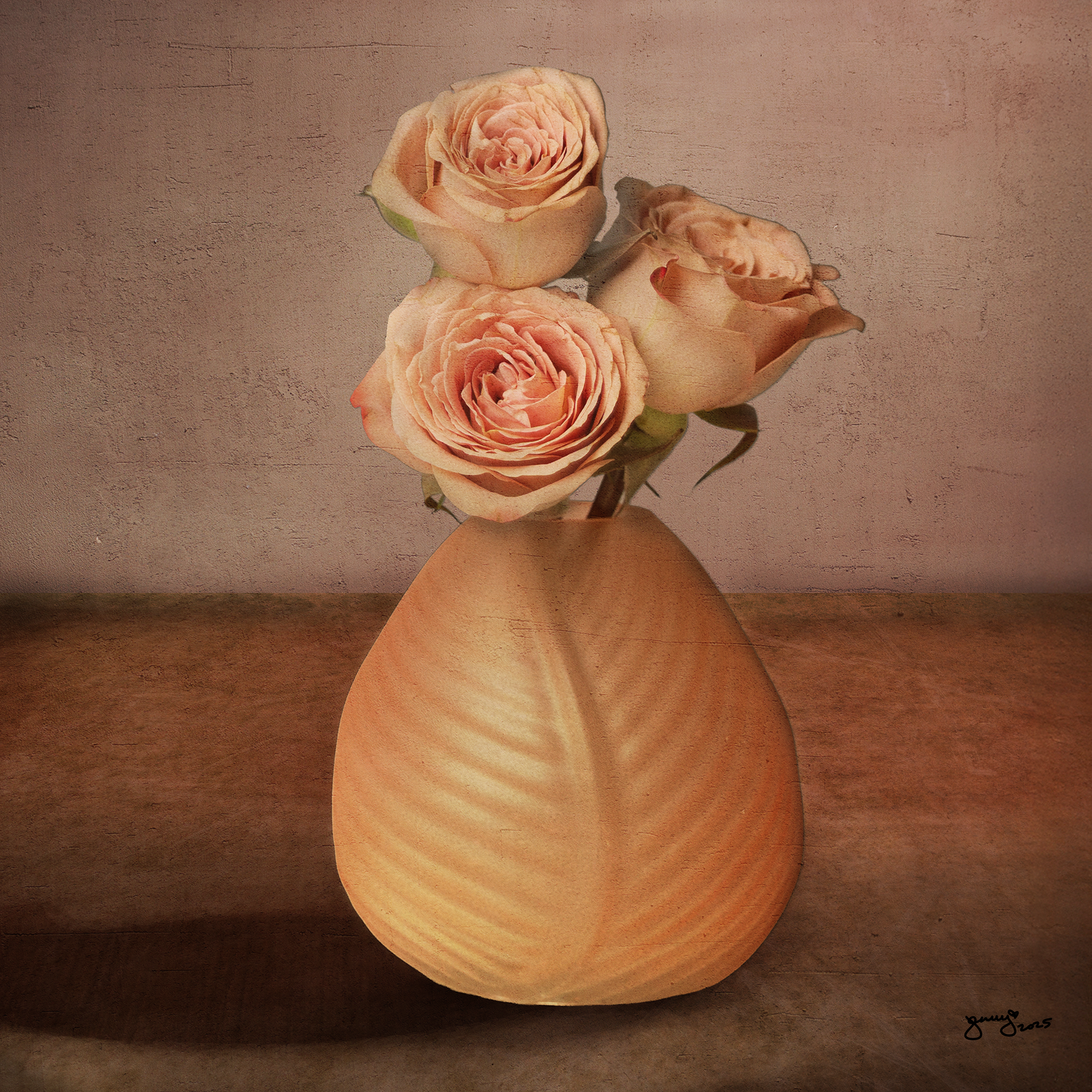 Gift: double exposure painterly - 12"x12" framed