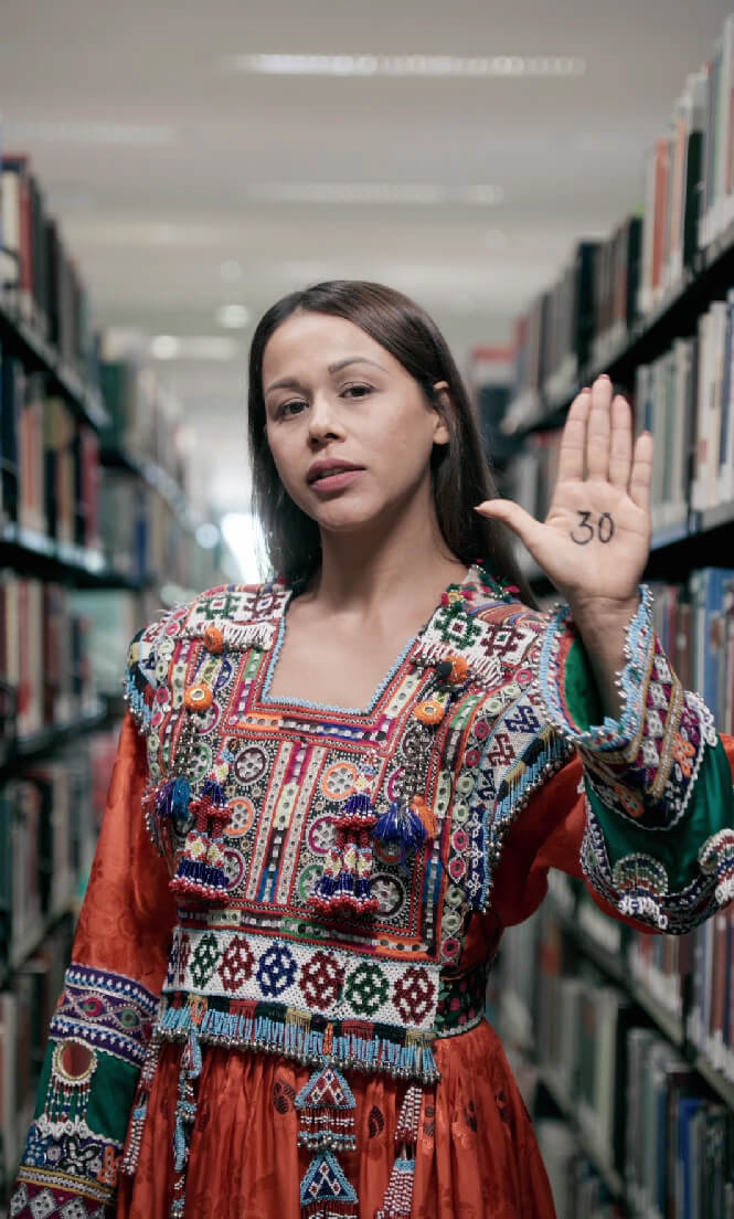 Ausschnitt aus Zahedis Beitrag für UN Women Deutschland [Filmproduktion: Philipp Eigner]