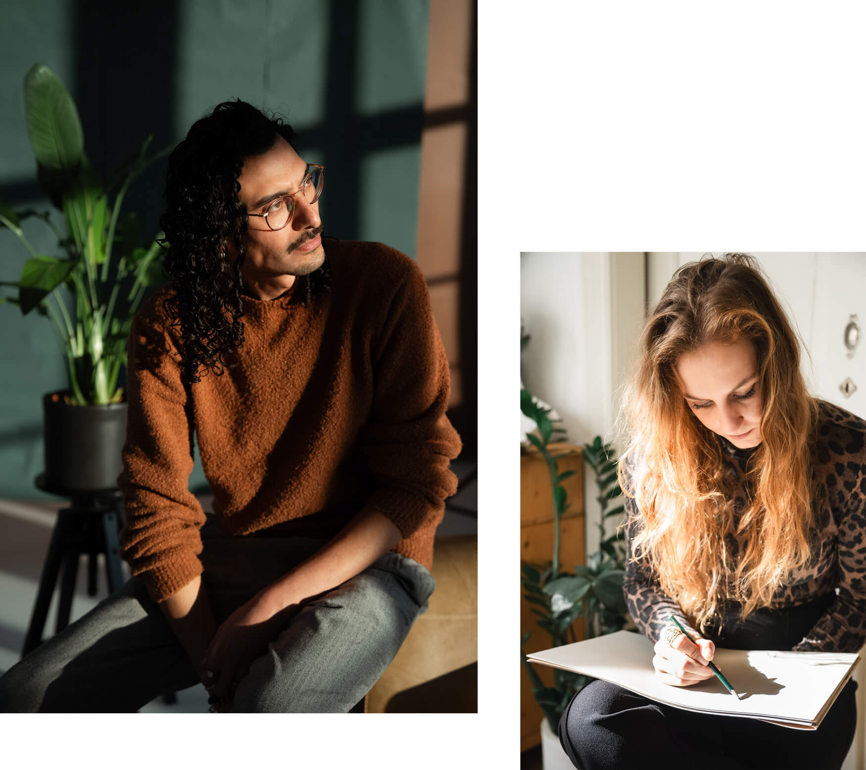 Beispiel echter Fotos von Philipp Eigner. Echte Personen in natürlichem Licht in nachdenklichen bzw. konzentrierten Posen