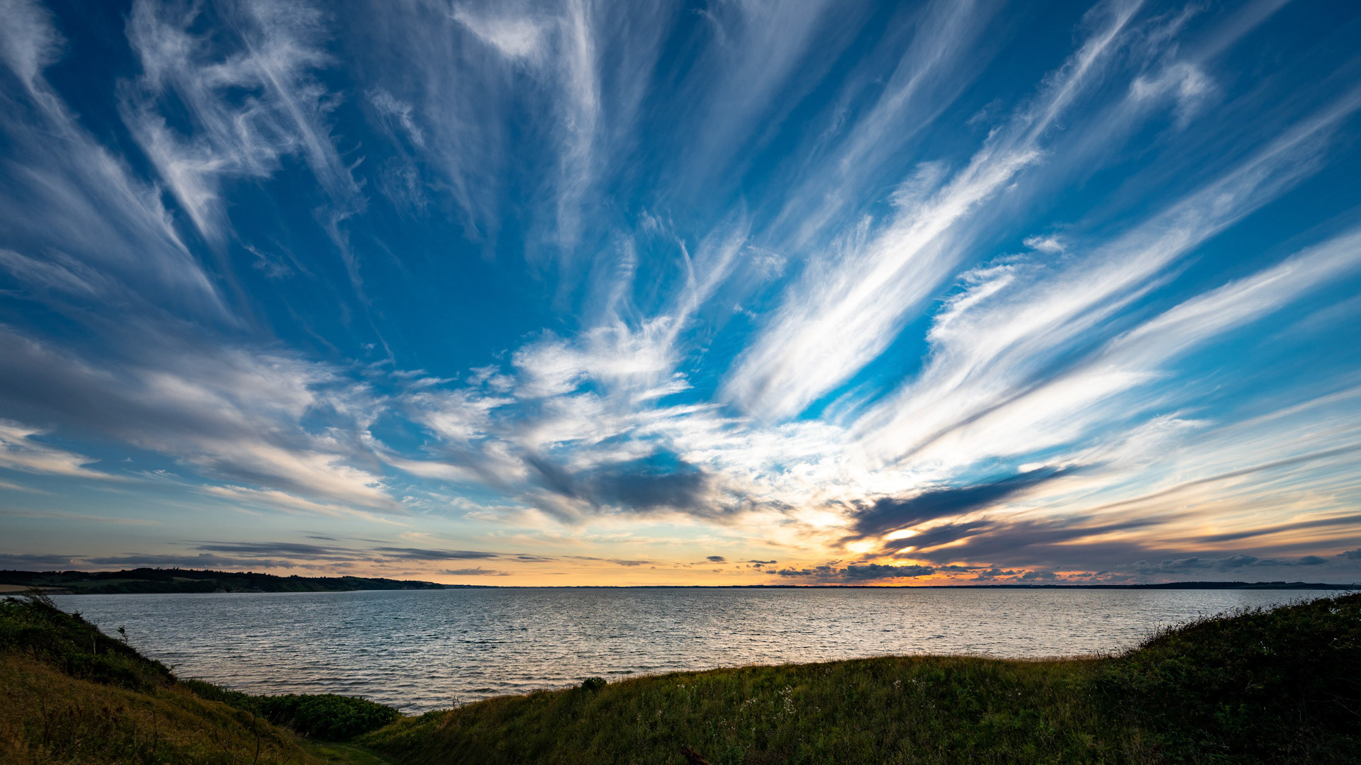 Solnedgang ved Skærbæk Klint på Nordmors