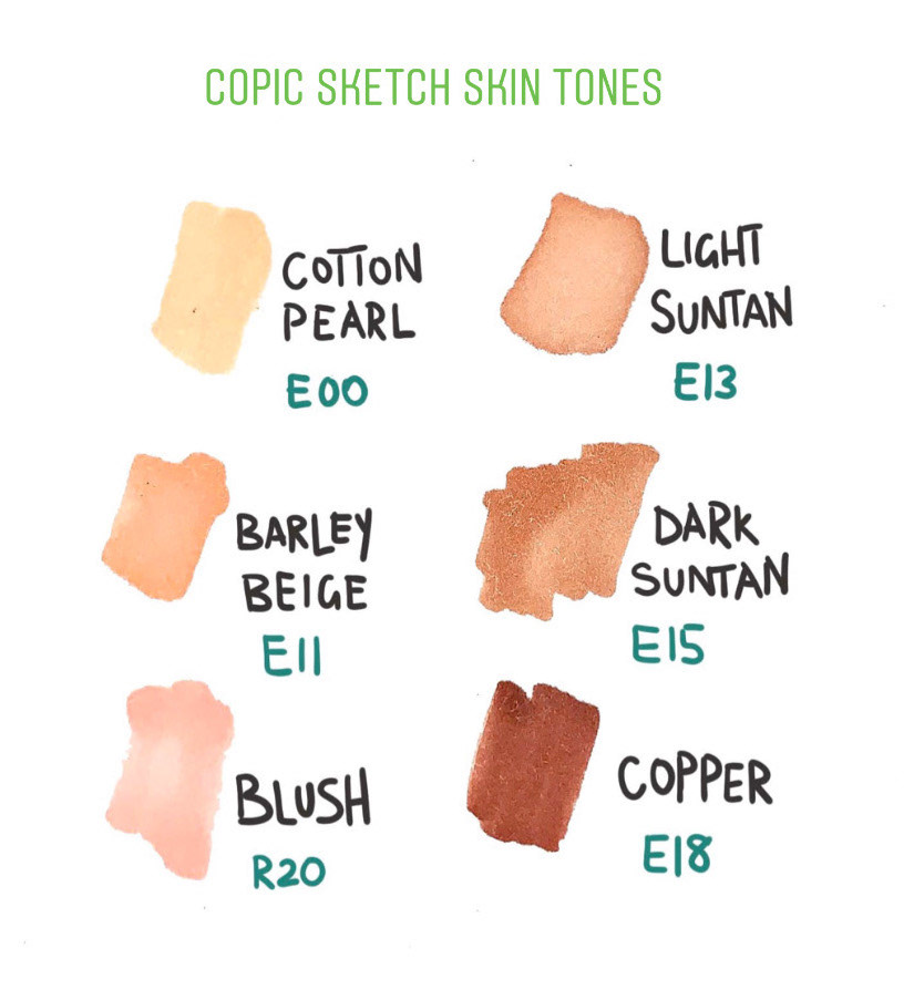 Copic Sketch Markers Earth Tones Skin Tones Adult Coloring Curated Sets