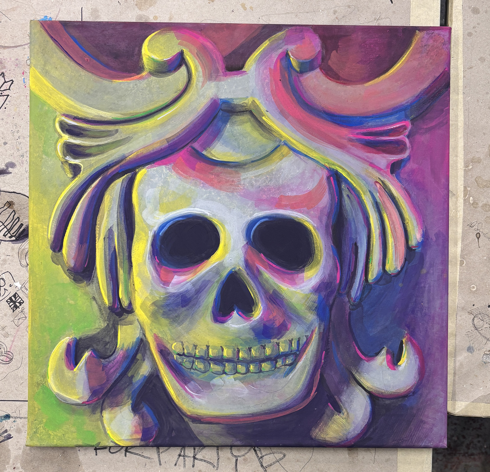 18" x 18" Muslin Canvas, Bas Relief Trompe L'oeil Kodachrome project.