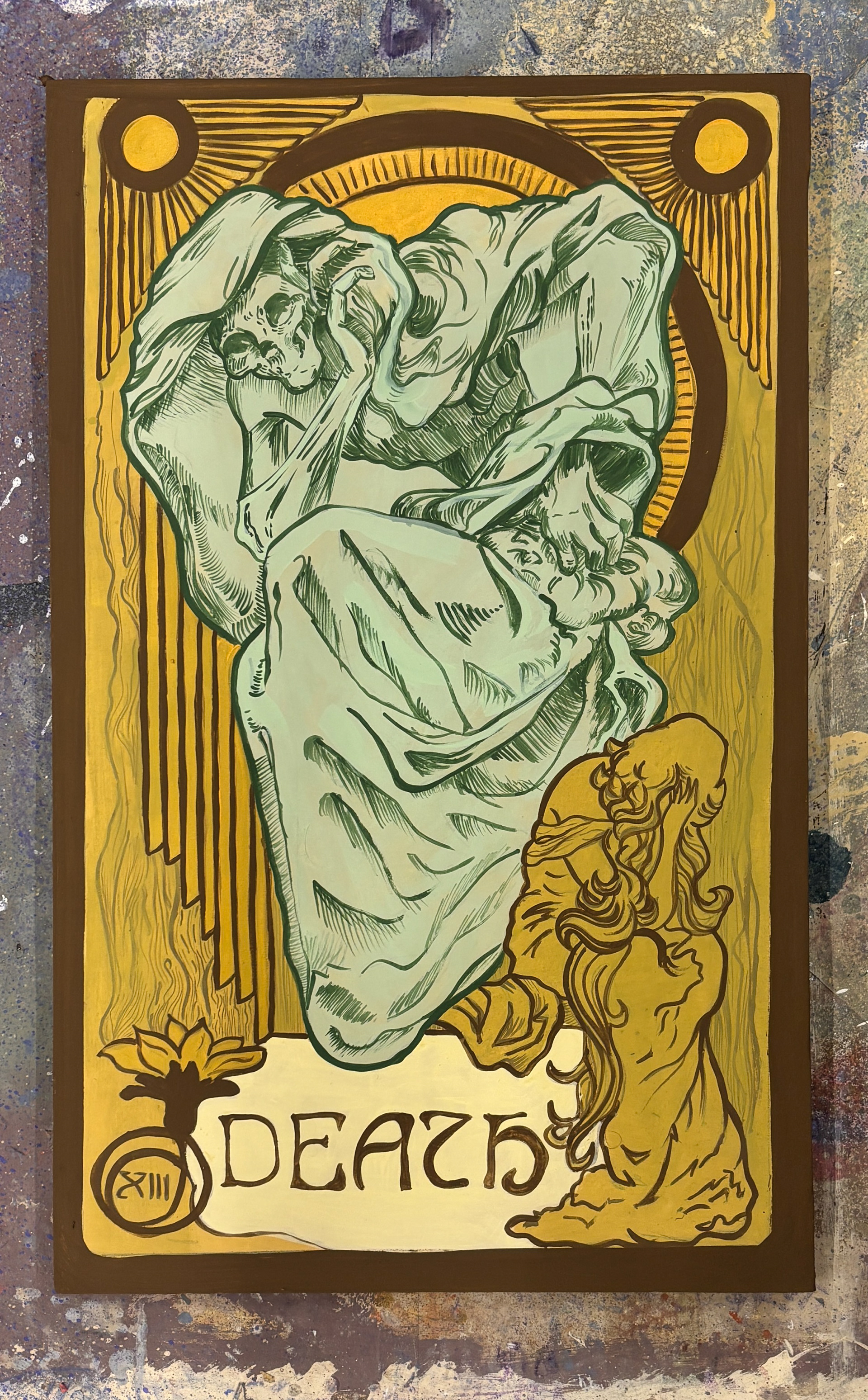 Recreation of Matt Hughes Death Tarot Card from "Ethereal Visions" 2'x3' Muslin Canvas