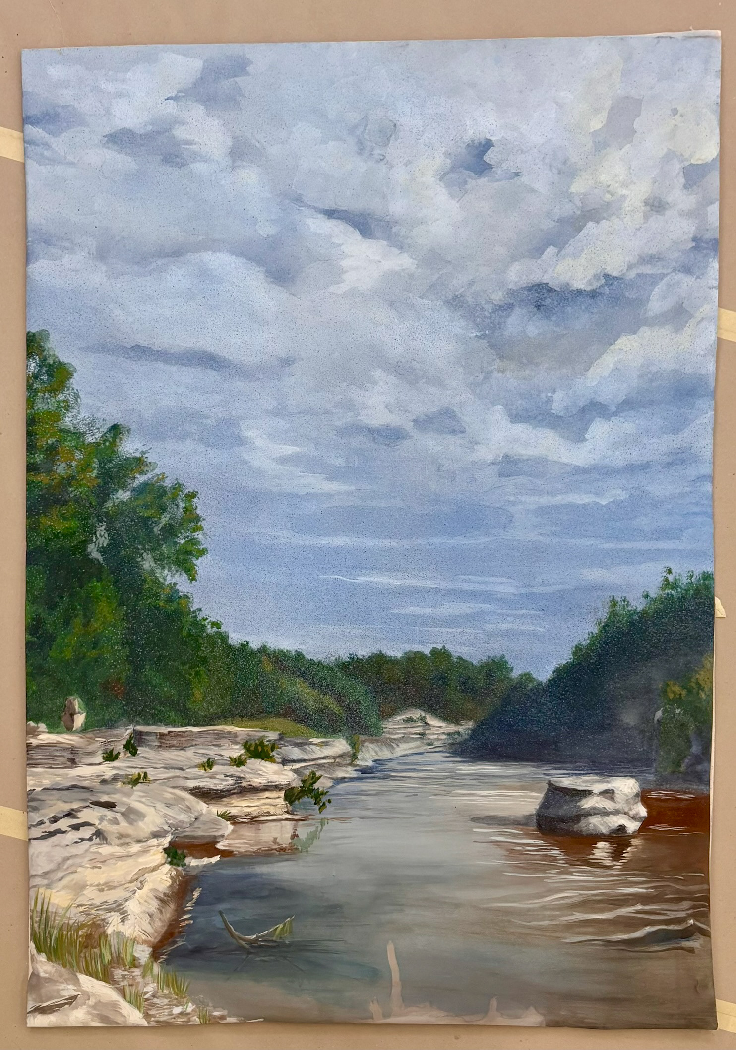 Texas Hill Country Cow Creek, Asher Brown Durand , Organics Final 4'x8' Muslin Canvas