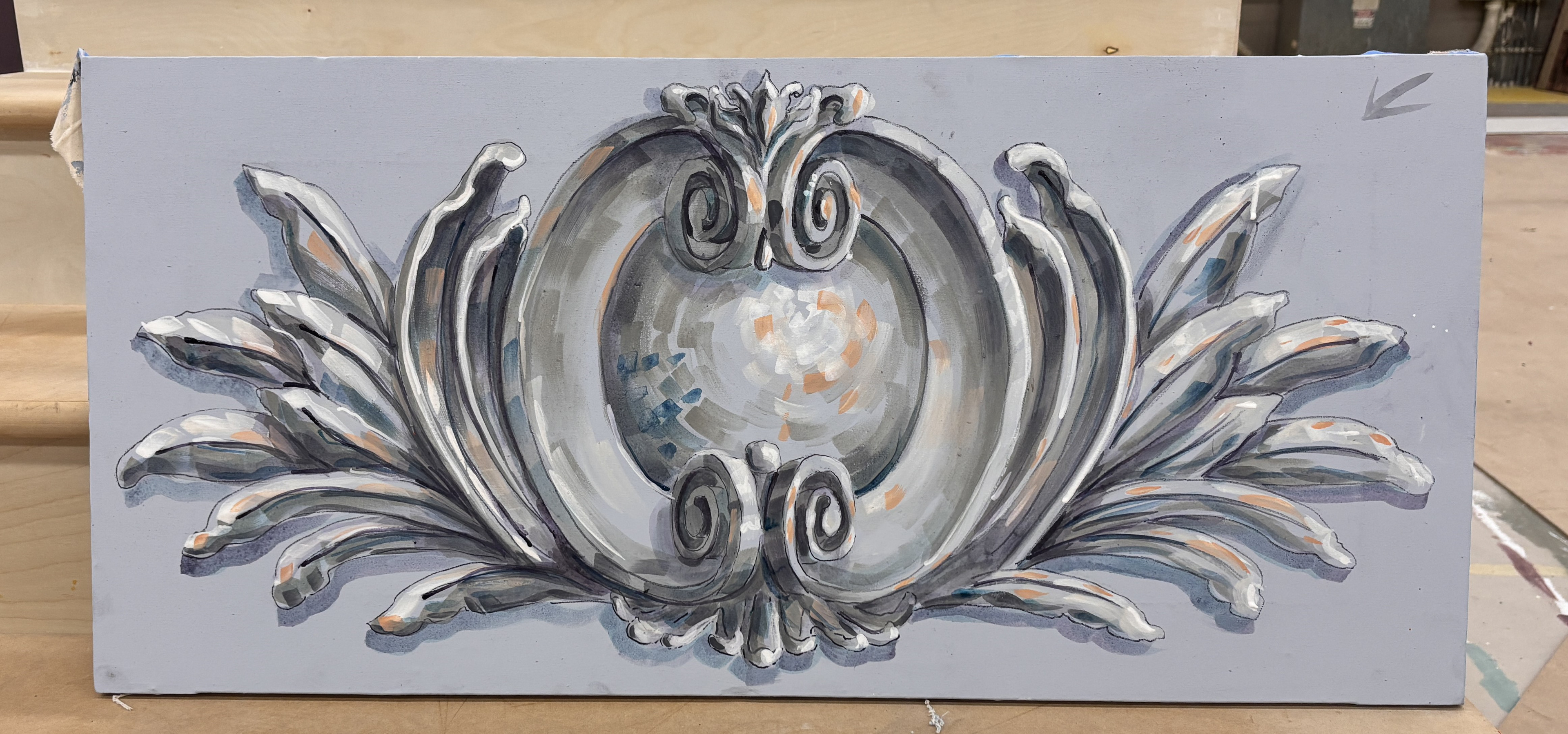 2'x3' Muslin Canvas Silver Cartouche