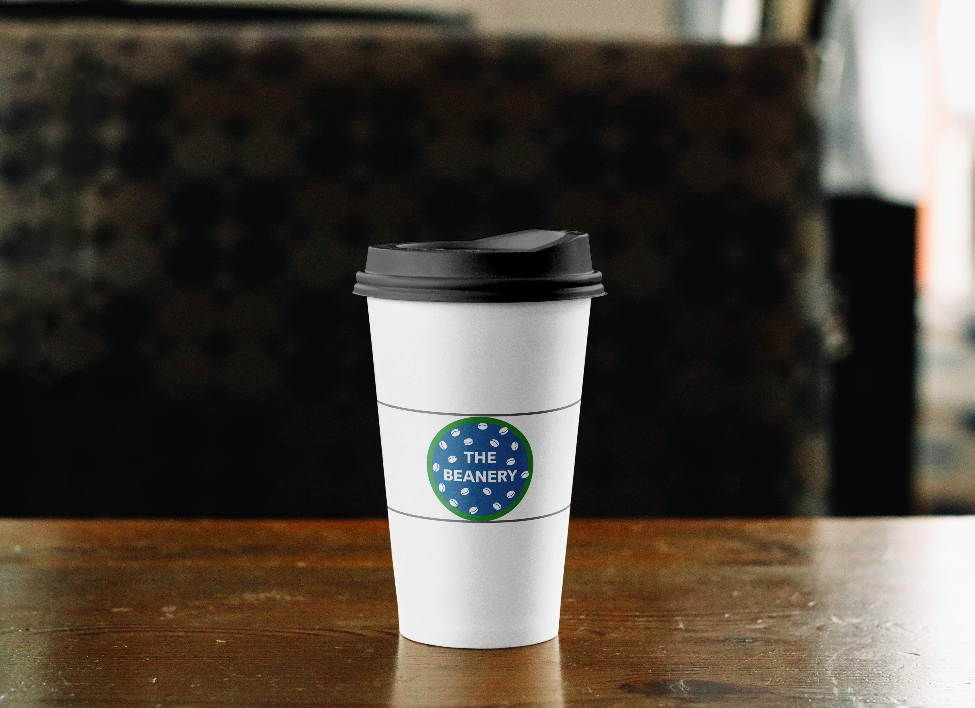 The Beanery Logo and Coffee Cup Sleeve Design