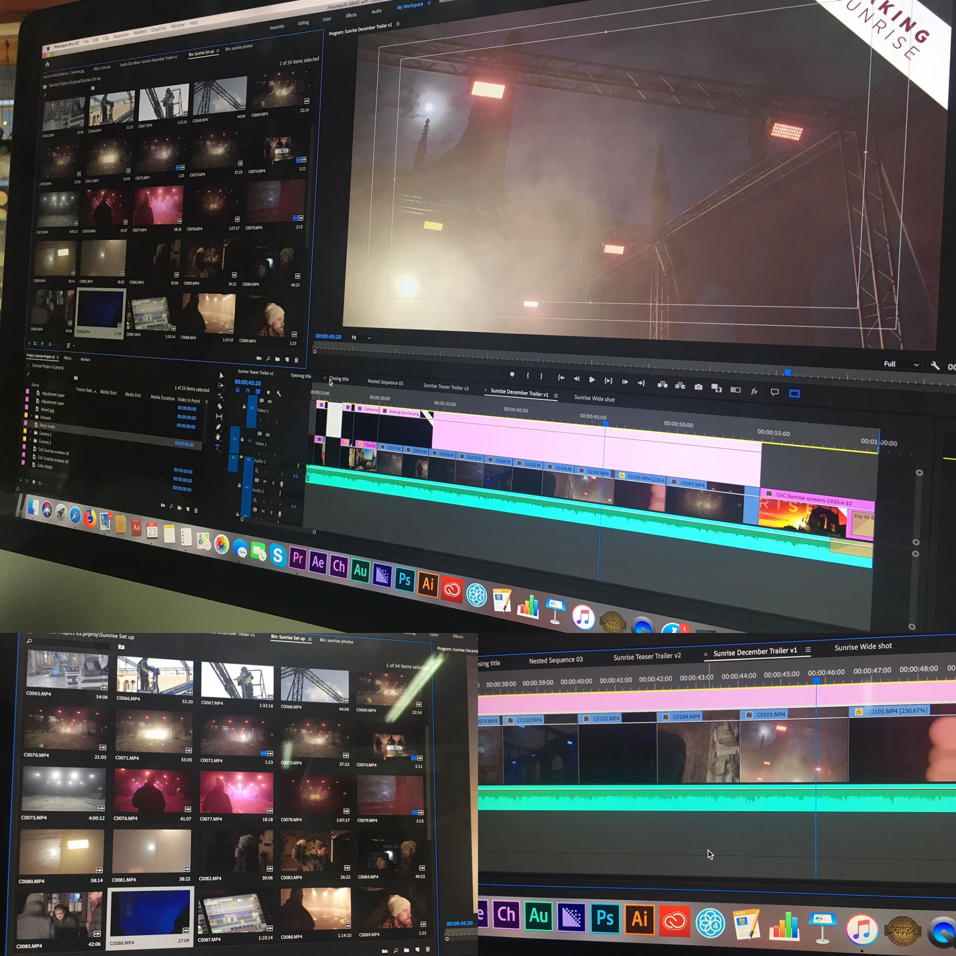 Editing sunrise pre-show trailer