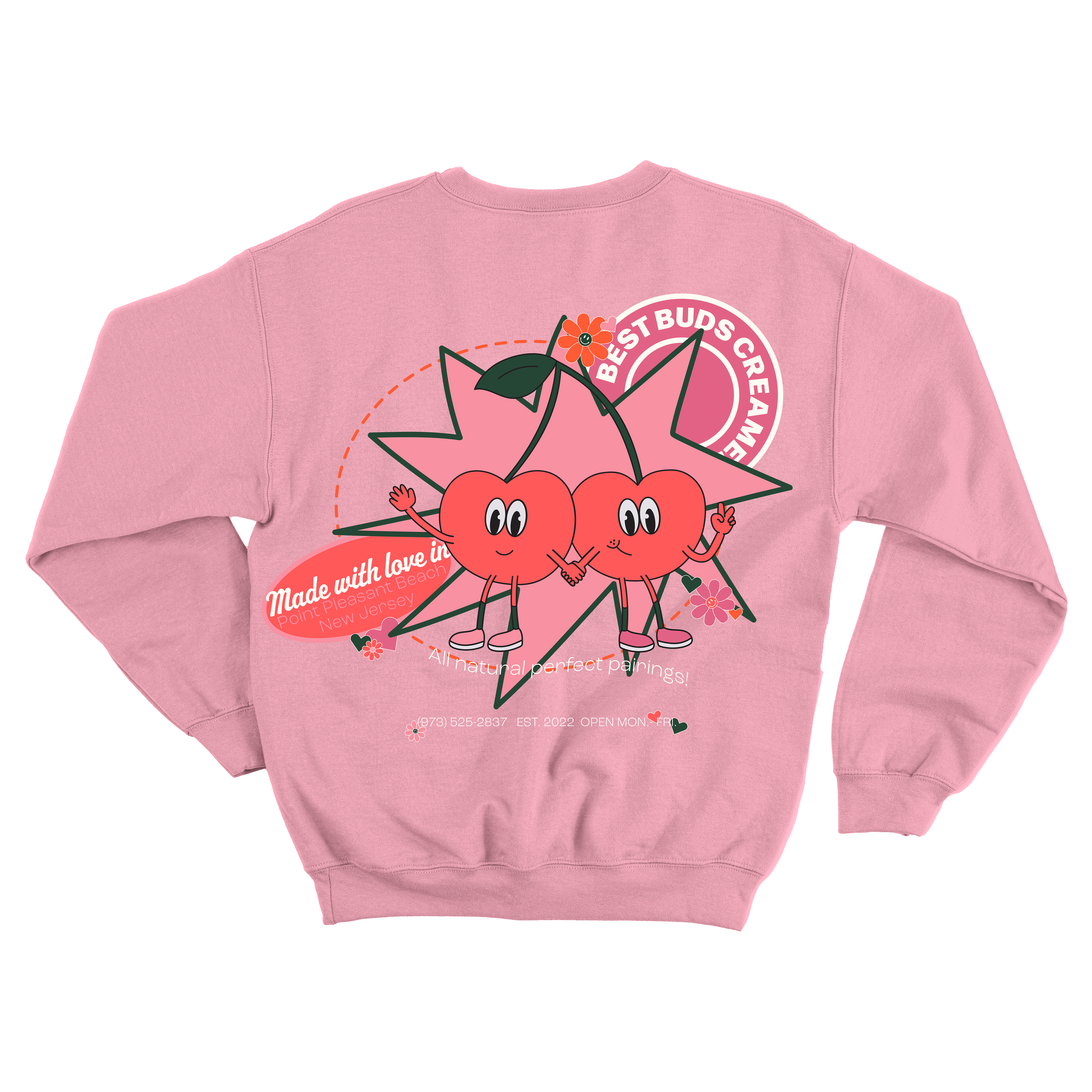 Vintage Best Buds Creamery Crewneck in Pink (Back)