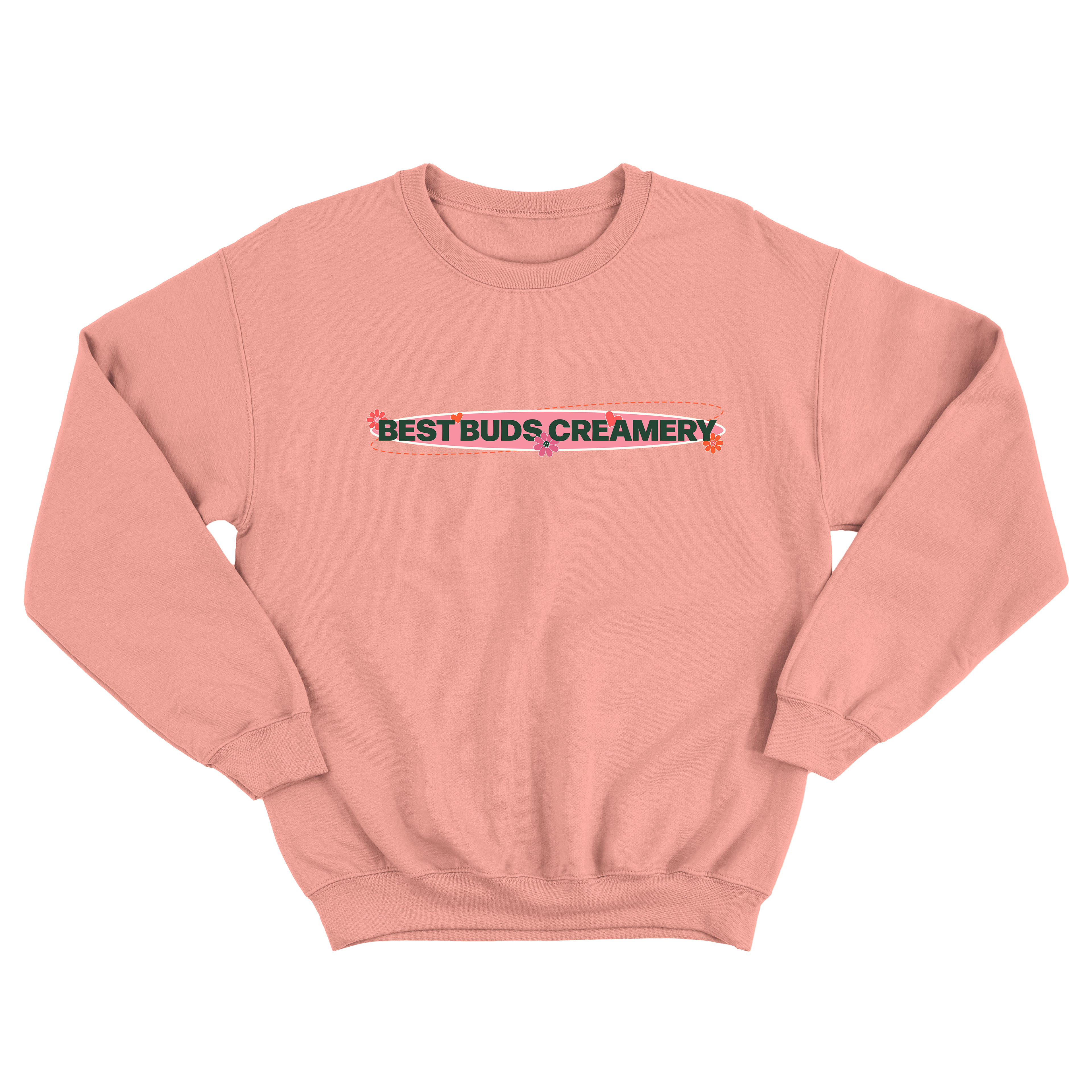 Vintage Best Buds Creamery Crewneck in Orange (Front)