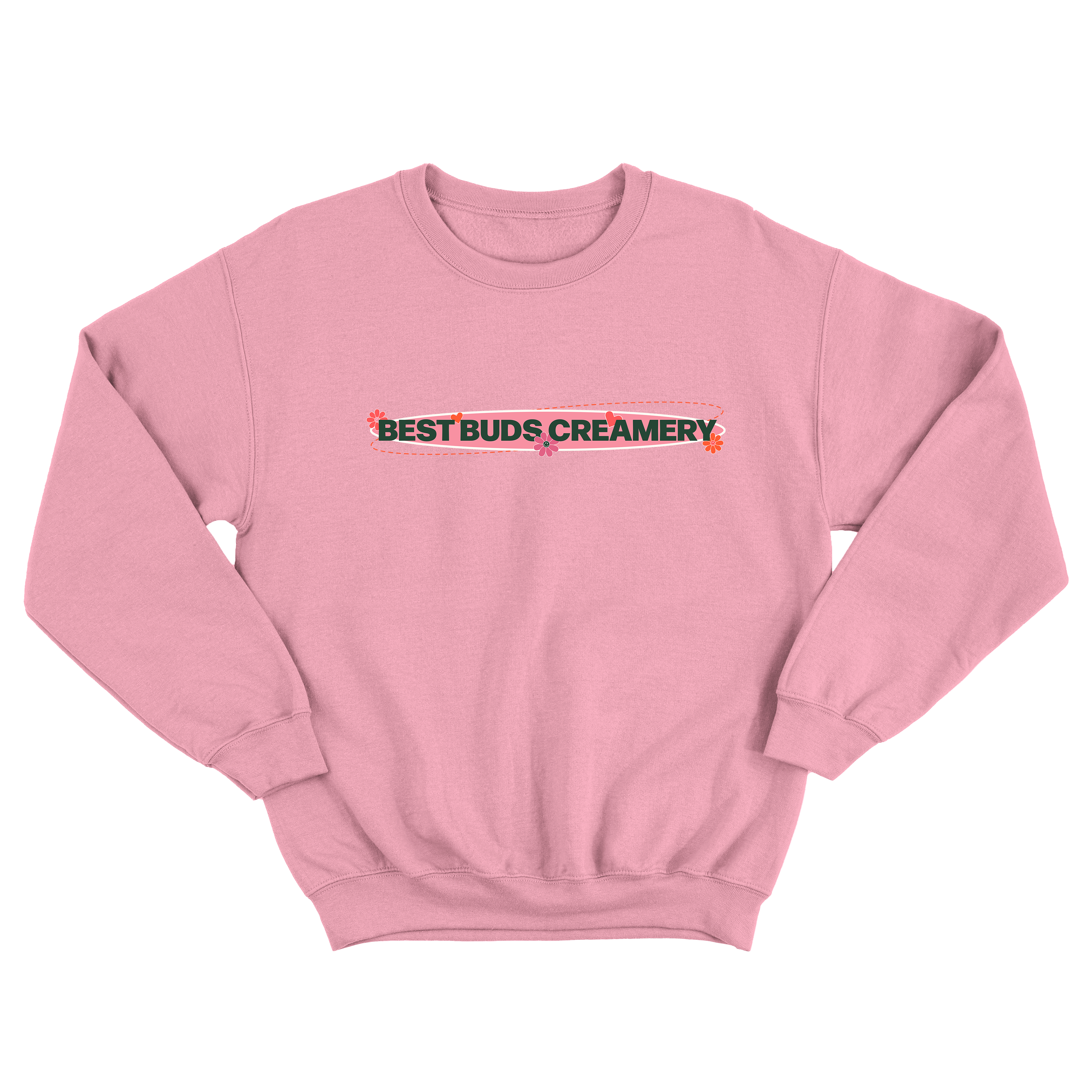 Vintage Best Buds Creamery Crewneck in Pink (Front)