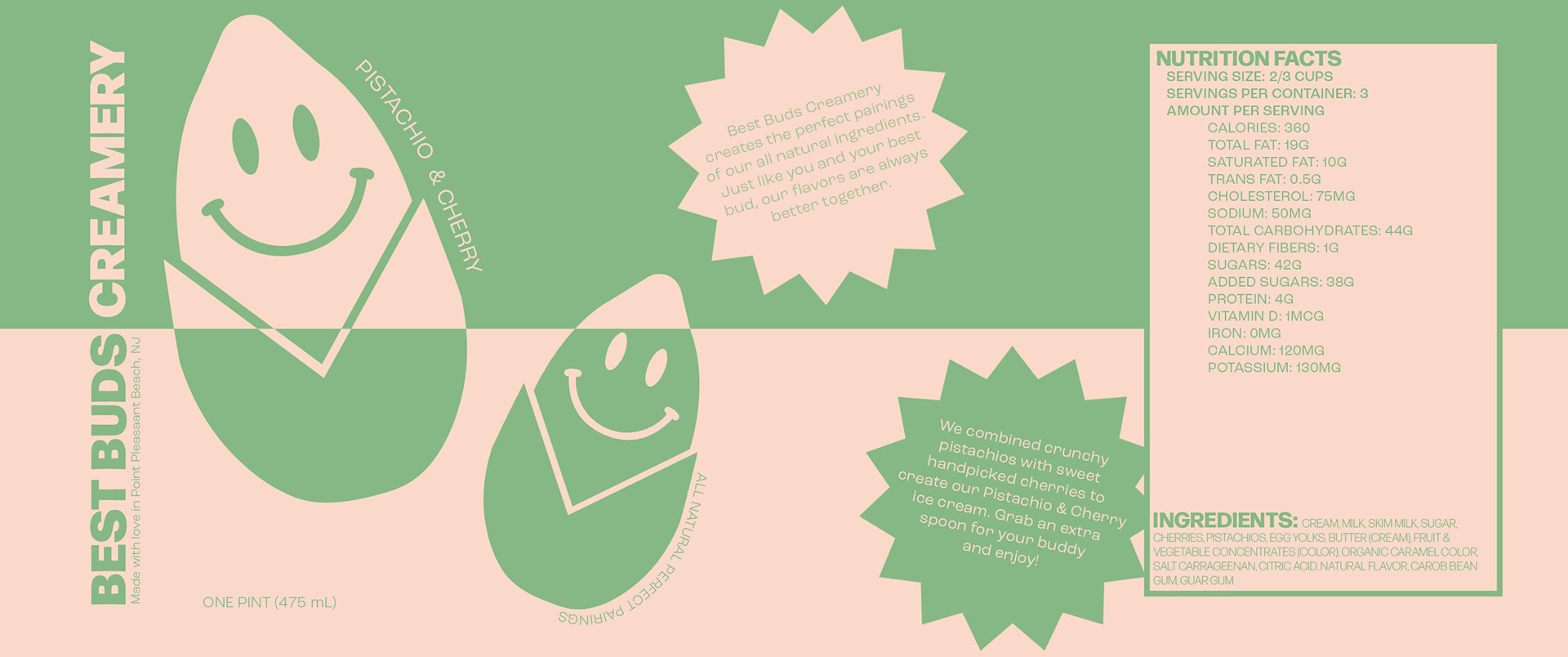 Pistachio & Cherry Ice Cream Pint Flatlay