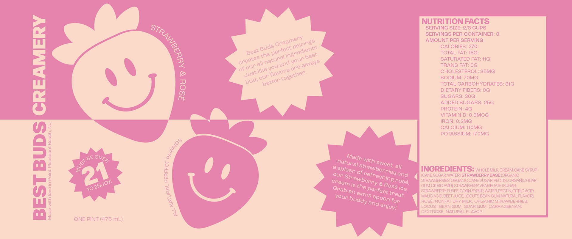 Strawberry & Rosé Ice Cream Pint Flatlay