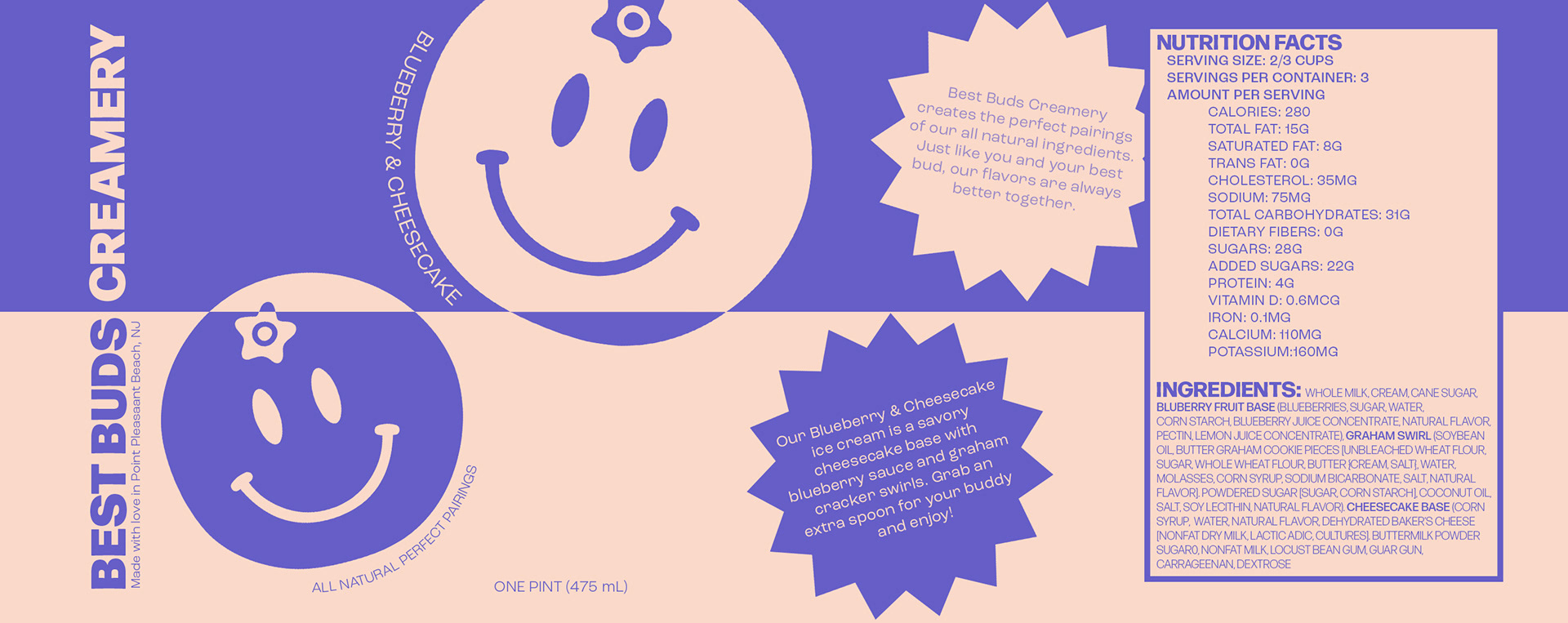 Blueberry & Cheesecake Ice Cream Pint Flatlay