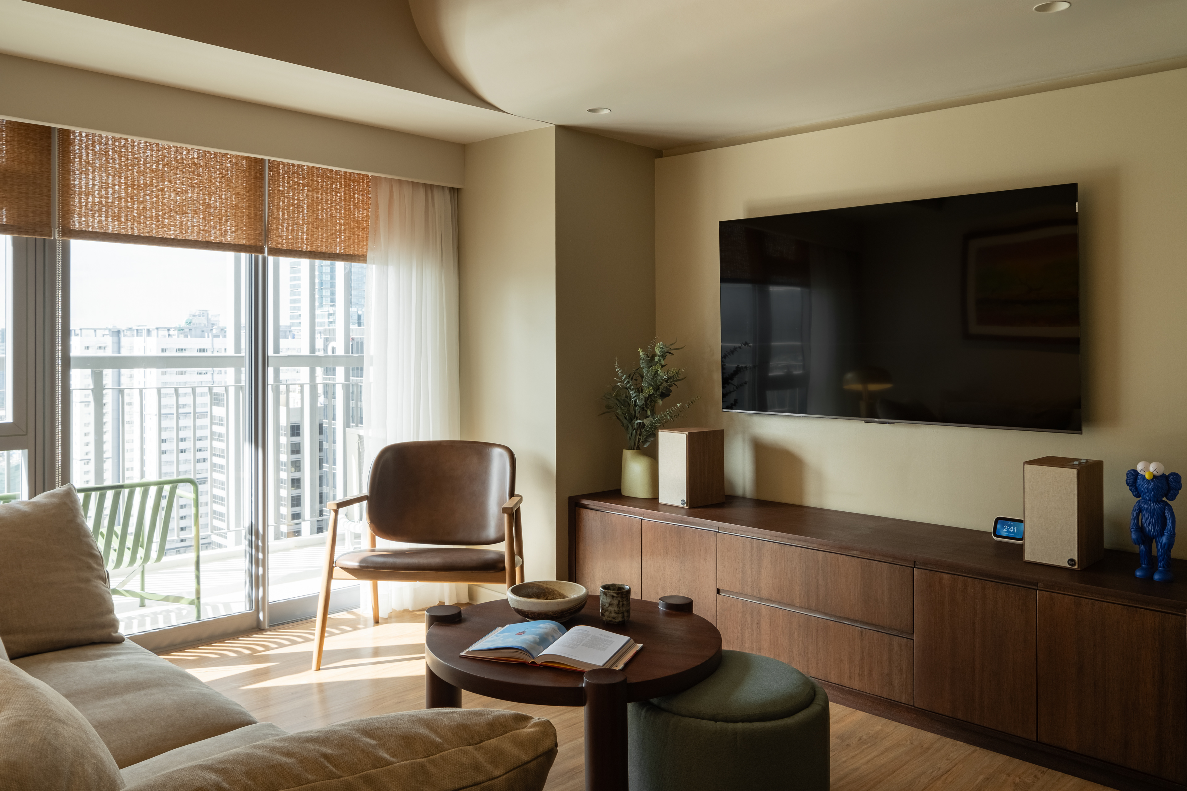 Designed by Studio Locene, this cozy and inviting unit embodies warmth, comfort, and effortless elegance. Soft textures, natural tones, and thoughtful details create a space that feels both welcoming and stylish. Blending functionality with aesthetic harmony, every element is curated to enhance relaxation and livability. Captured by Sections Architectural and Interior Photography, showcasing its serene ambiance, refined materiality, and timeless charm.