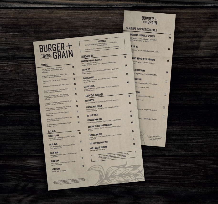 Restaurant menu mockup