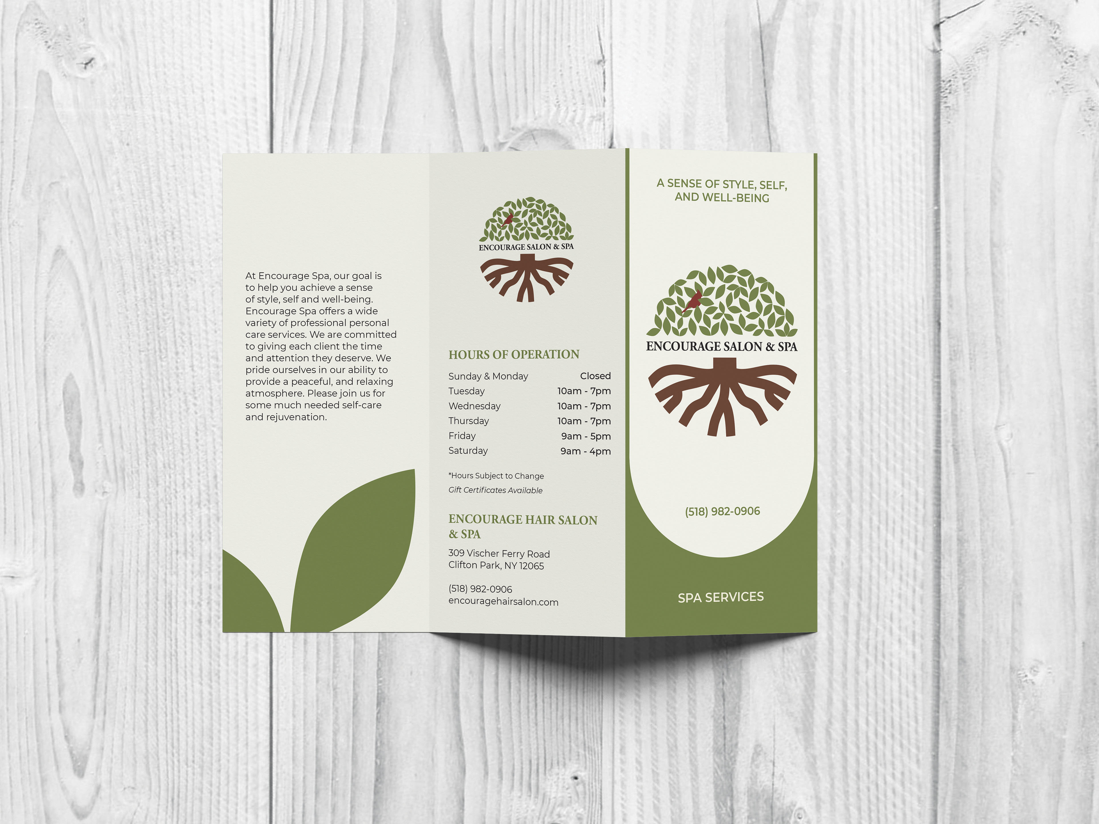 Tri-Fold Services Menu Front