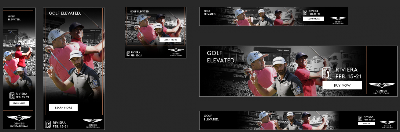A digital ad set in different digital sizes to accommodate different size requirements.