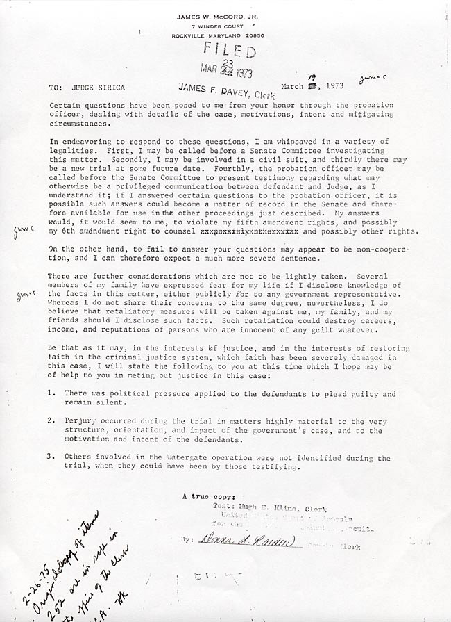 Letter to Judge Sirica, 19 March 1973
