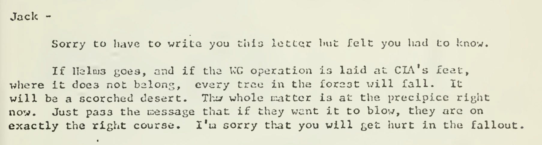 Letter to Jack Caulfield, White House investigator, 28 December 1972