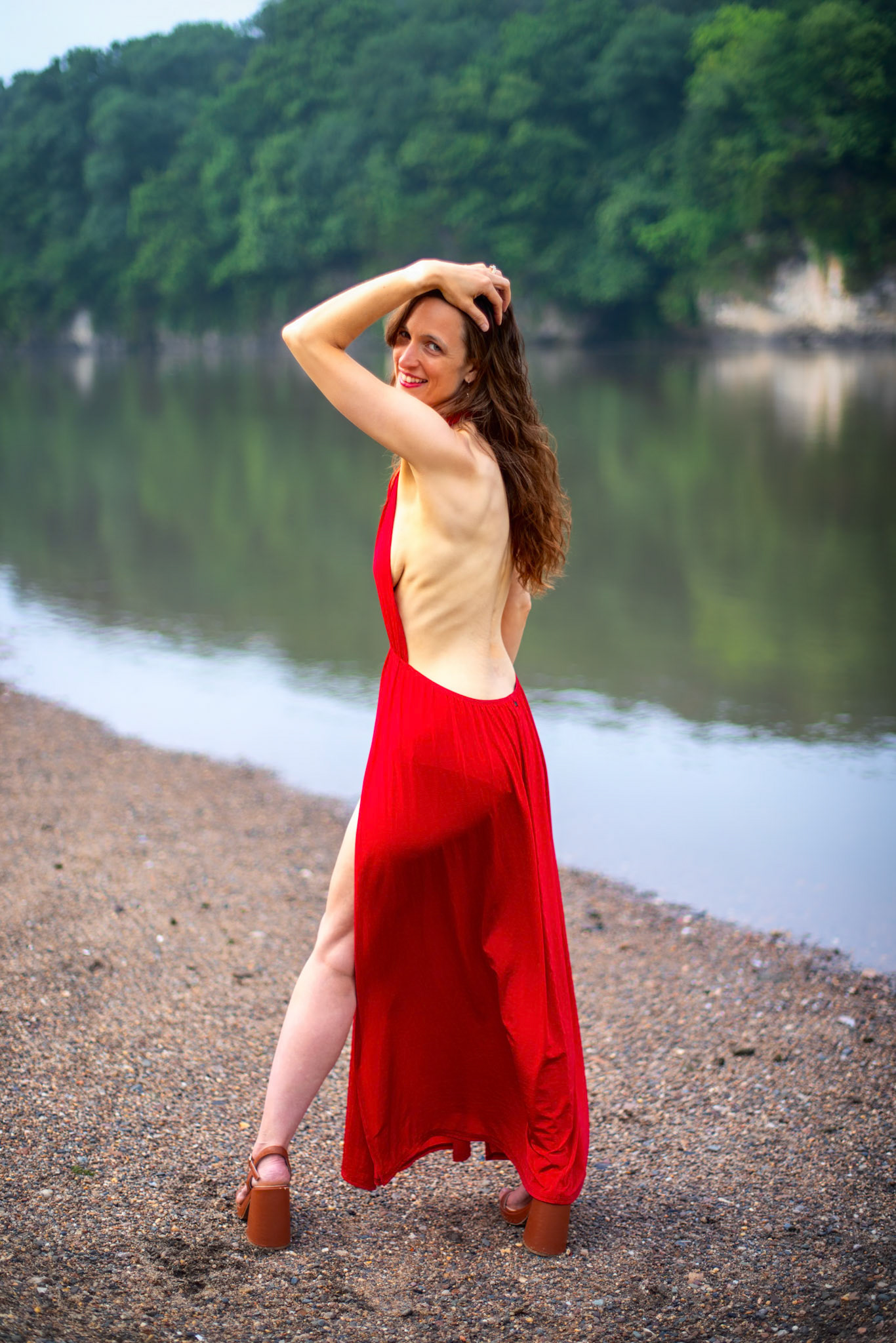 Serene Nature and Red: Beachside Backs - Since getting this dress, I had a series of shots in mind at a nearby state park. We had a chance in the morning to try out a few of them.