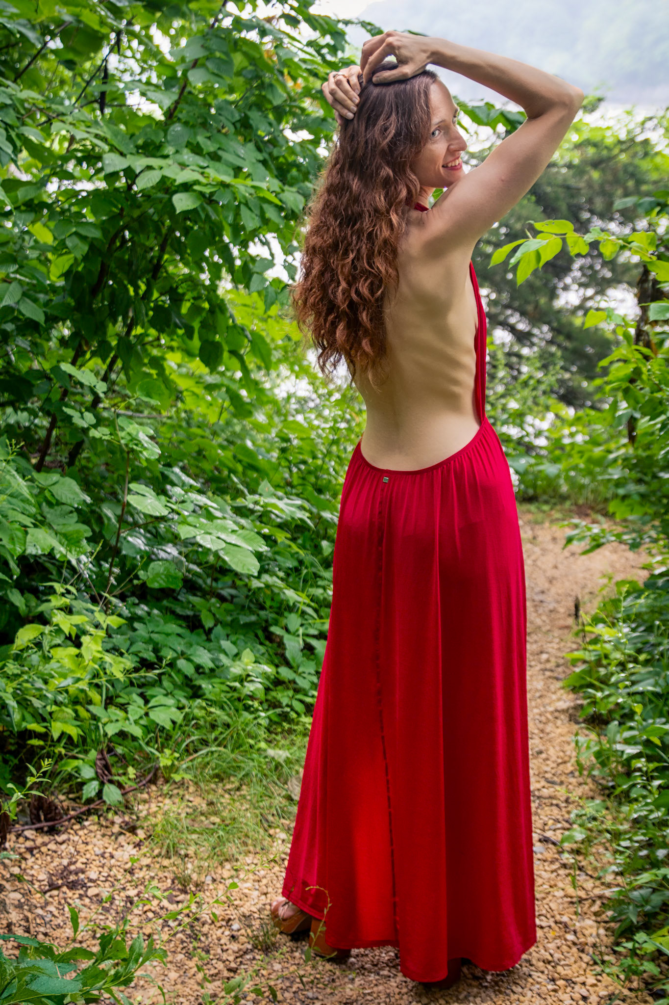 Serene Nature and Red: From Behind - Since getting this dress, I had a series of shots in mind at a nearby state park. We had a chance in the morning to try out a few of them.