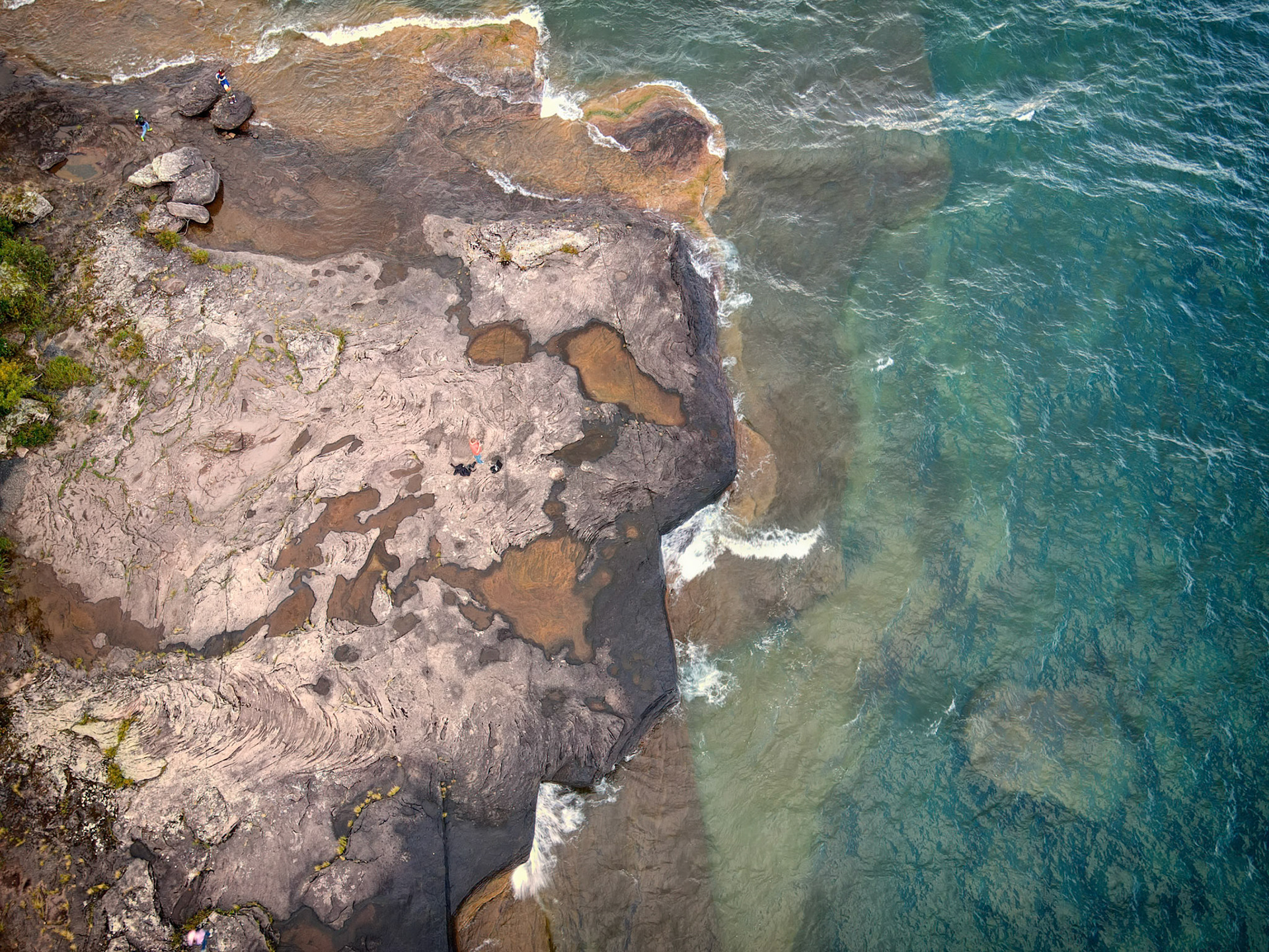Looking down at Point Abbaye and Lake Superior