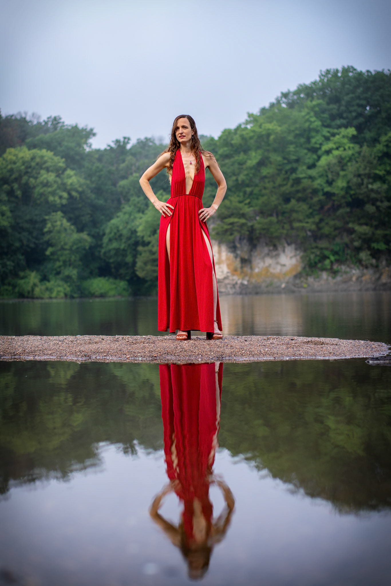 Serene Nature and Red: Reflections - Since getting this dress, I had a series of shots in mind at a nearby state park. We had a chance in the morning to try out a few of them.