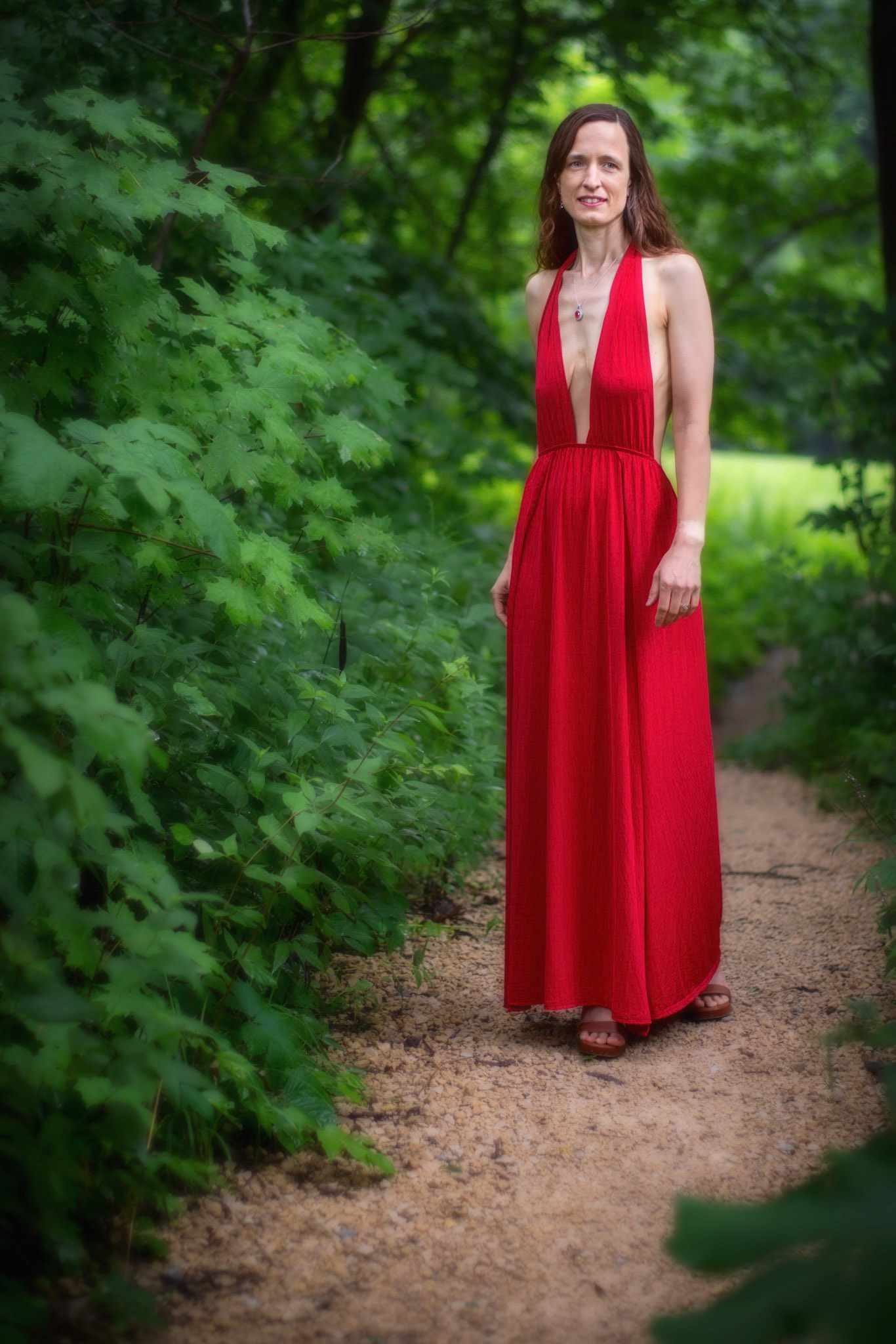 Serene Nature and Red: Along the Path - Since getting this dress, I had a series of shots in mind at a nearby state park. We had a chance in the morning to try out a few of them.