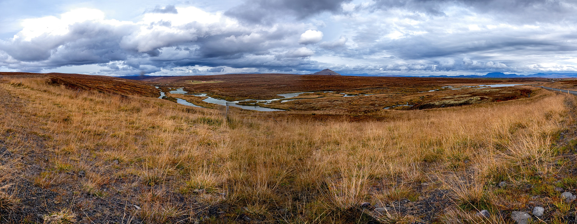 Looking down the valley formed by Laxá í Aðaldal near Lake Mývatn
