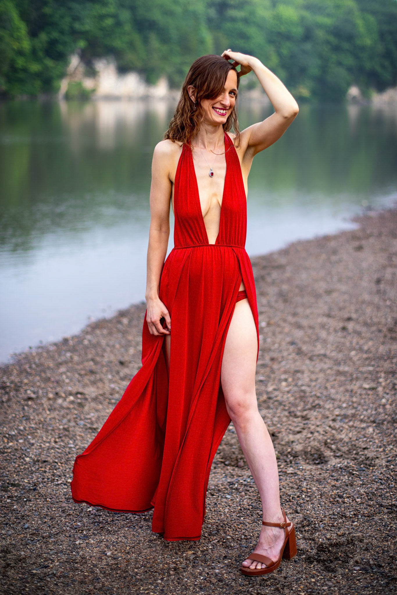 Serene Nature and Red: Beachside - Since getting this dress, I had a series of shots in mind at a nearby state park. We had a chance in the morning to try out a few of them.