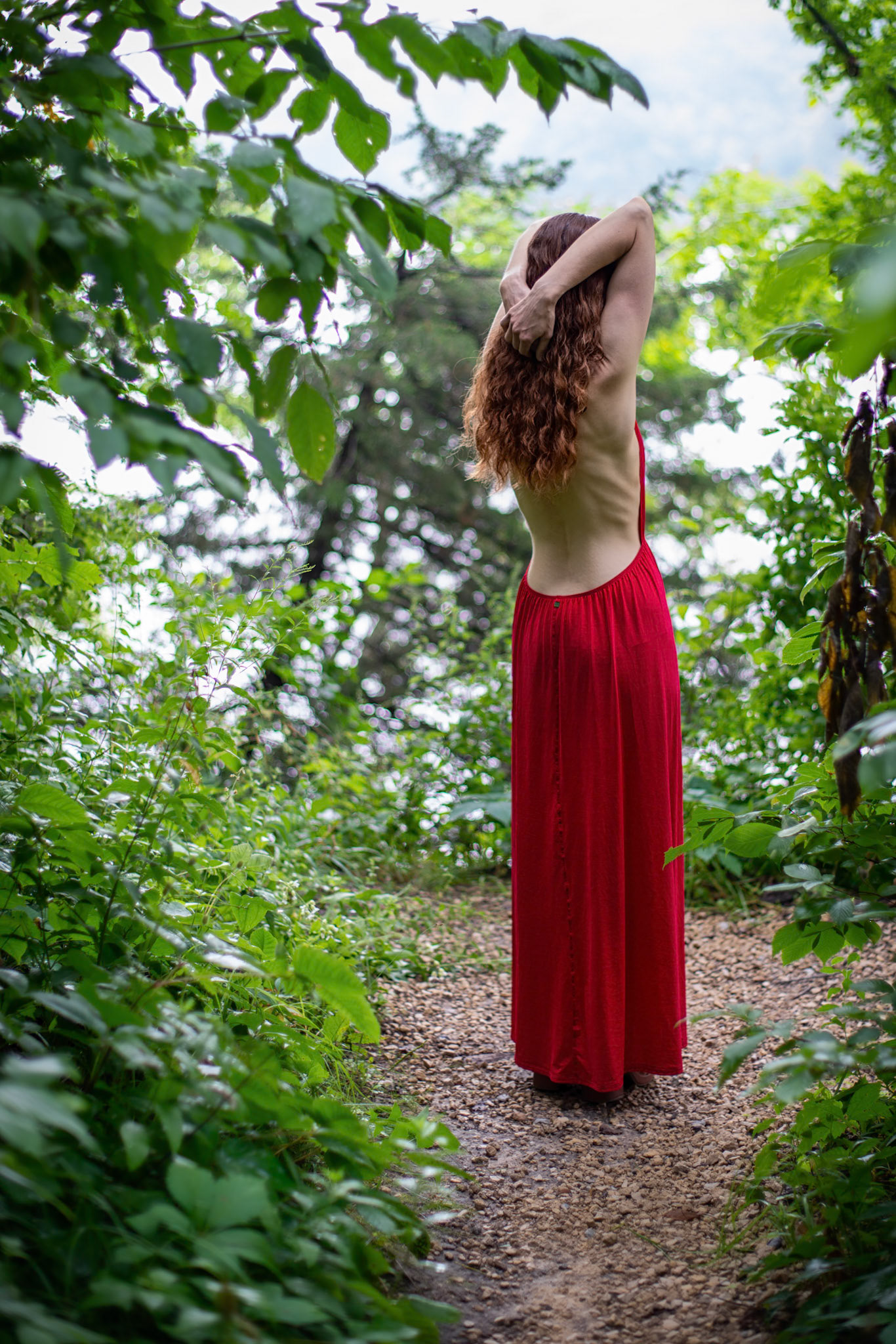 Serene Nature and Red: From Behind - Since getting this dress, I had a series of shots in mind at a nearby state park. We had a chance in the morning to try out a few of them.